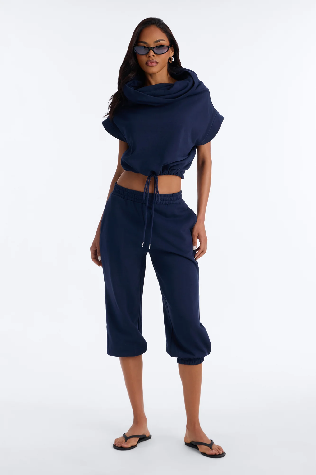 Alexa Capri Jogger Set - Navy