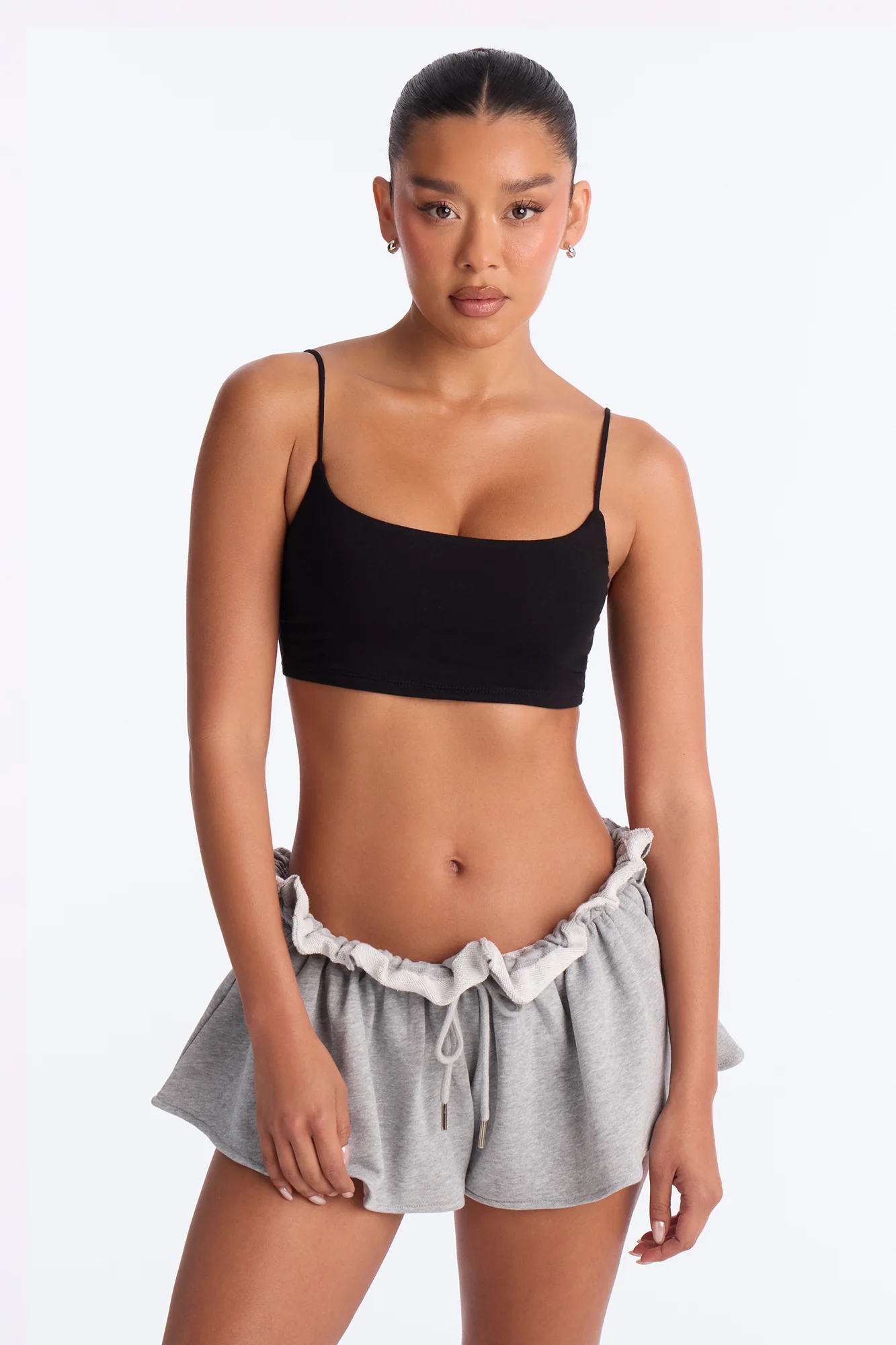 Alexa Everyday Double Layered Cropped Cami Top - Black - Image 3
