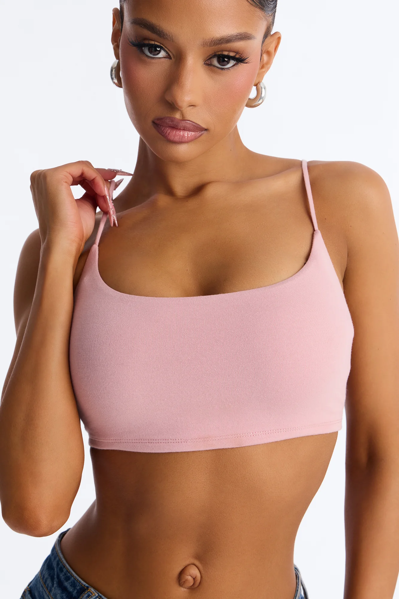Alexa Everyday Double Layered Cropped Cami Top - Pink - Image 3