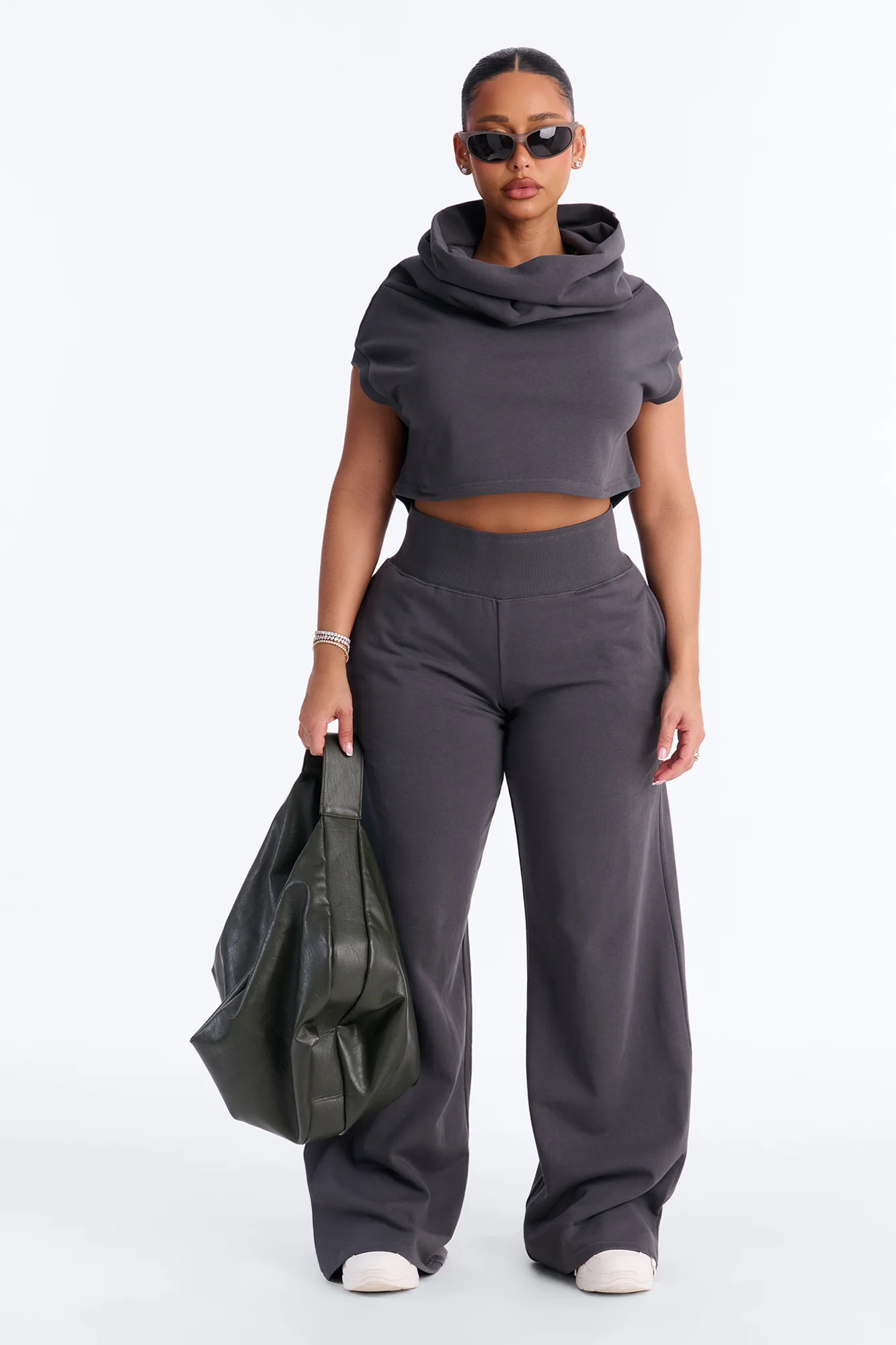 Alexa Wide Leg Pant Set - Charcoal
