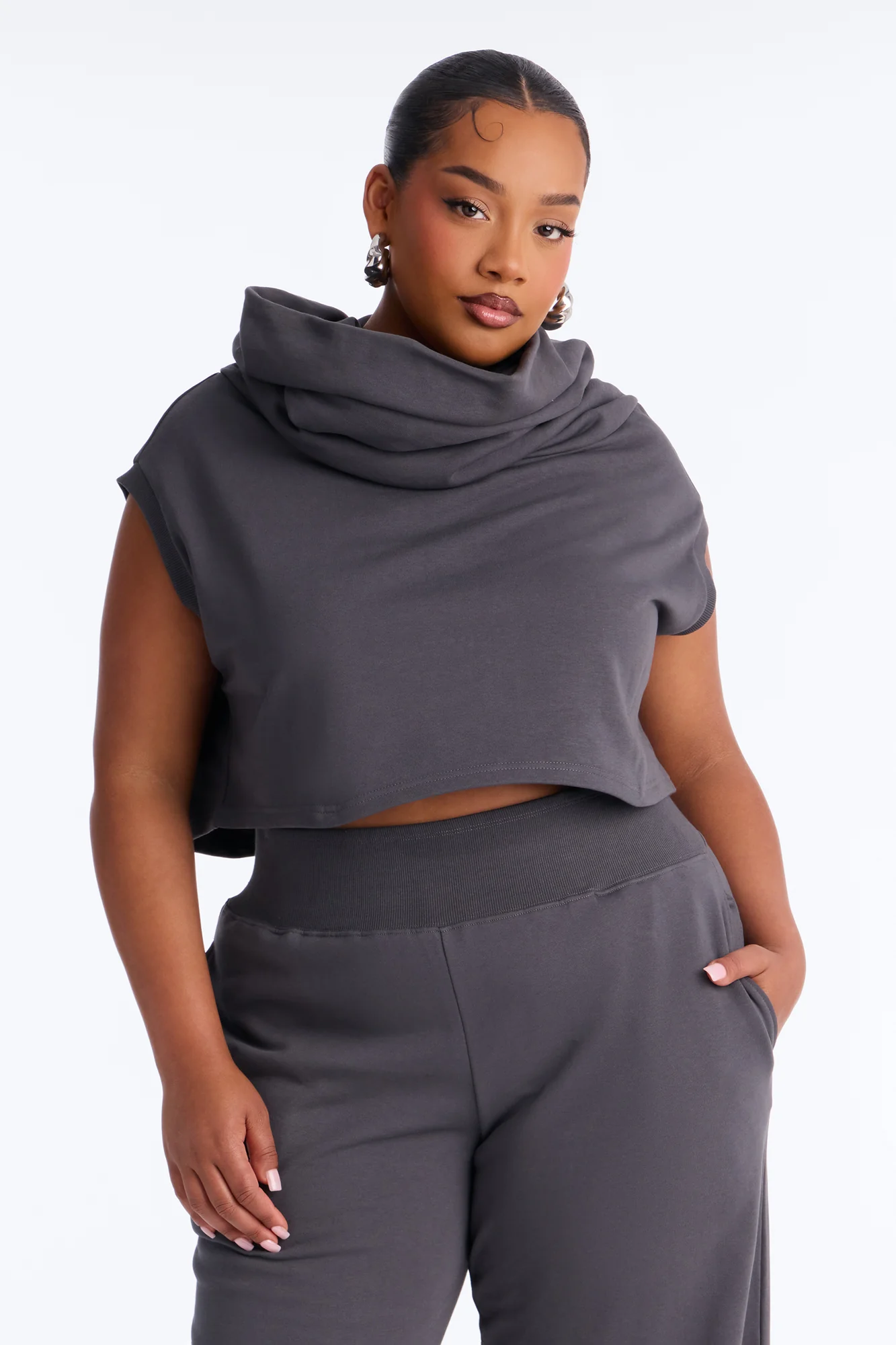 Alexa Wide Leg Pant Set - Charcoal - Image 6