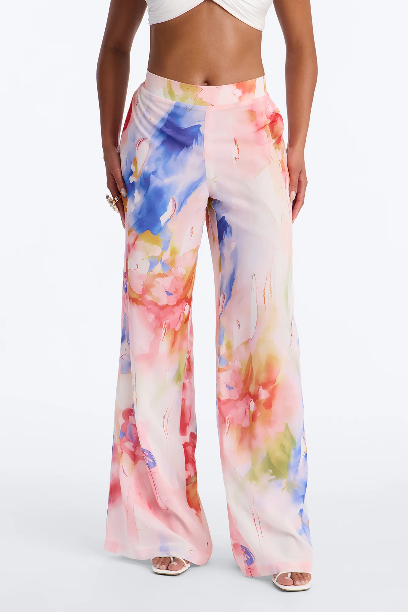 Alexandria High Rise Chiffon Wide Leg Pant - Multi Color - Image 2