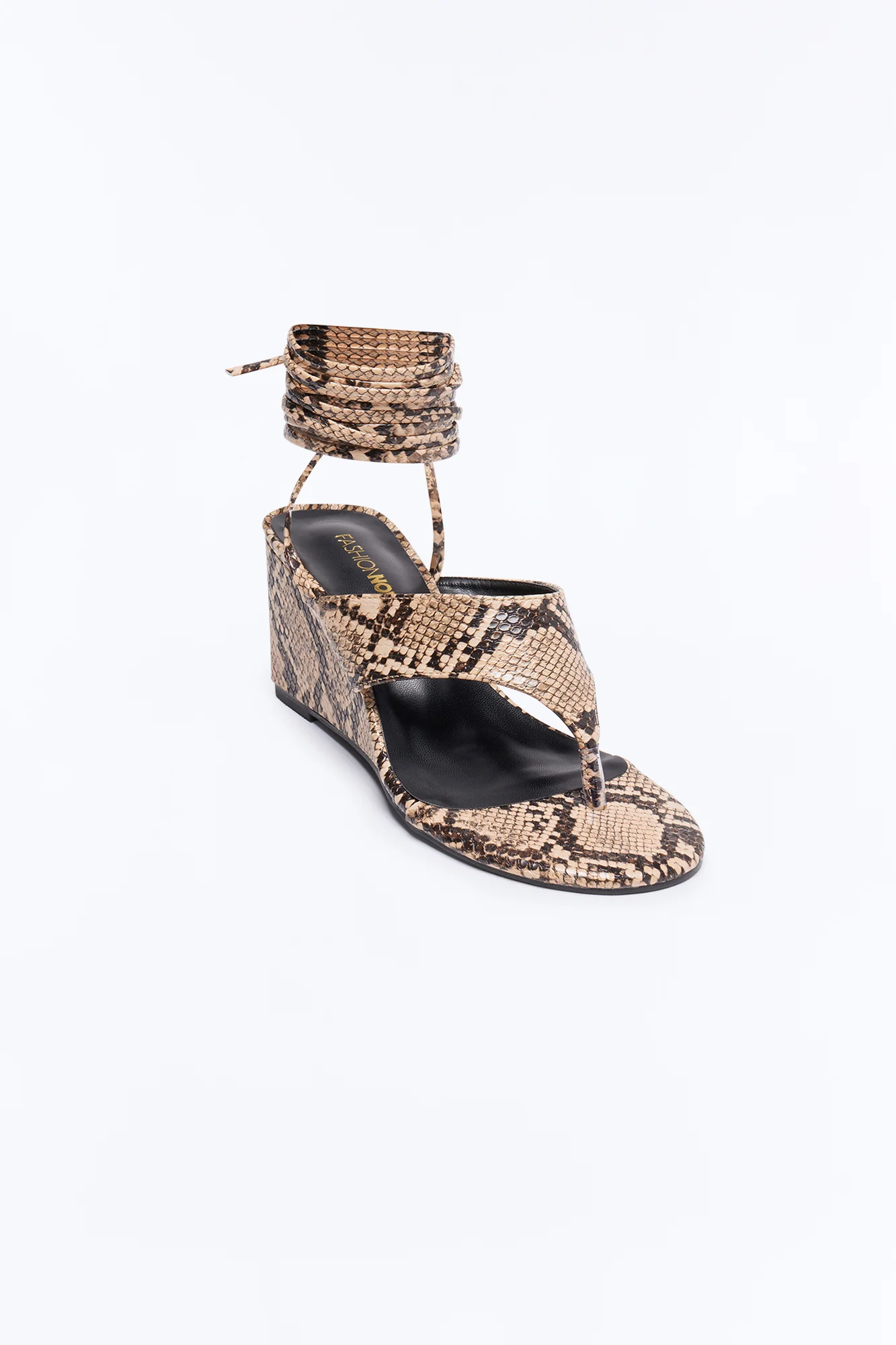 Alexia Thong Wrap Up Wedges - Brown/combo - Image 2
