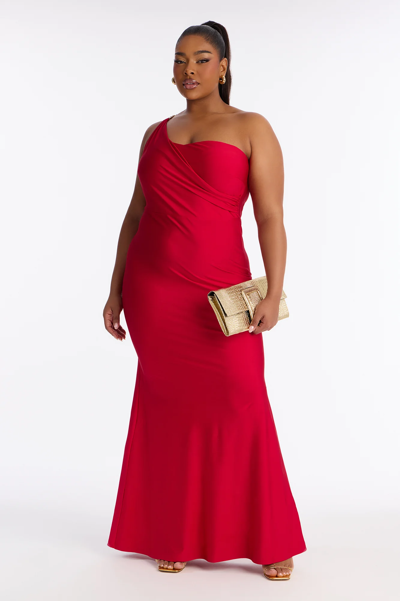 Alexis One Shoulder Gown - Red - Image 5