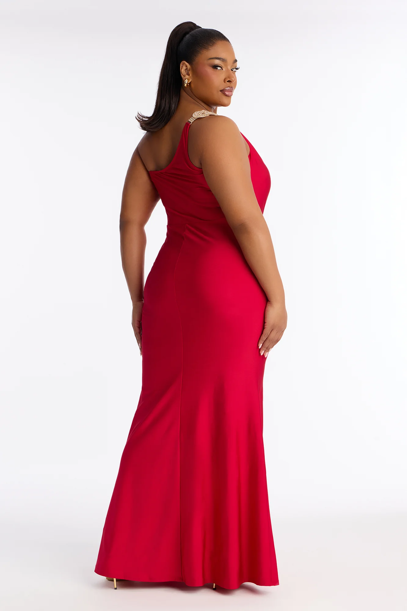 Alexis One Shoulder Gown - Red - Image 8