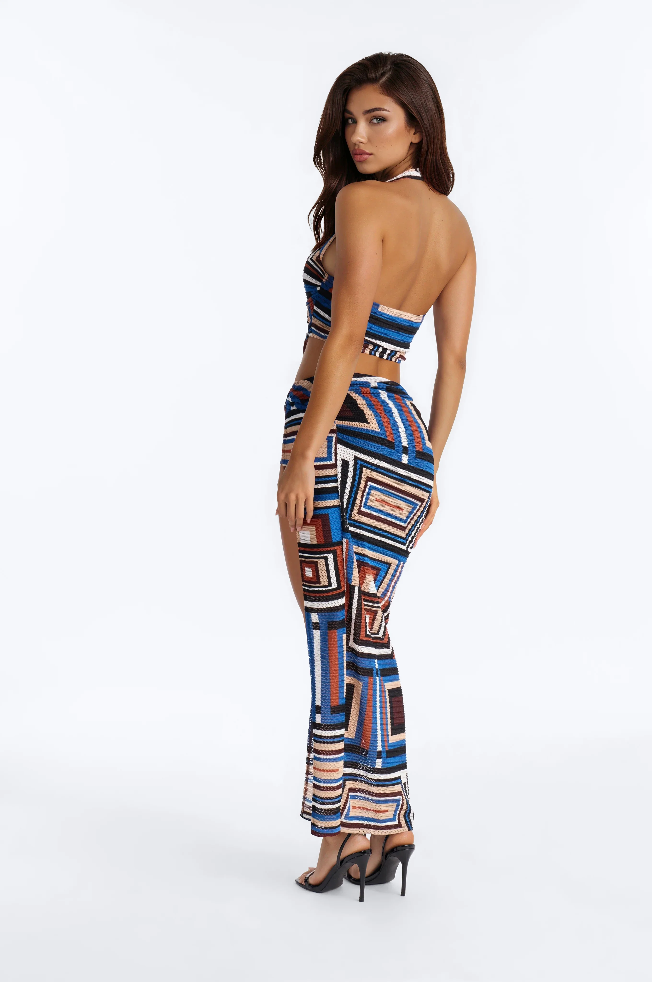 Alicia Halter Maxi Skirt Set - Black/combo - Image 4