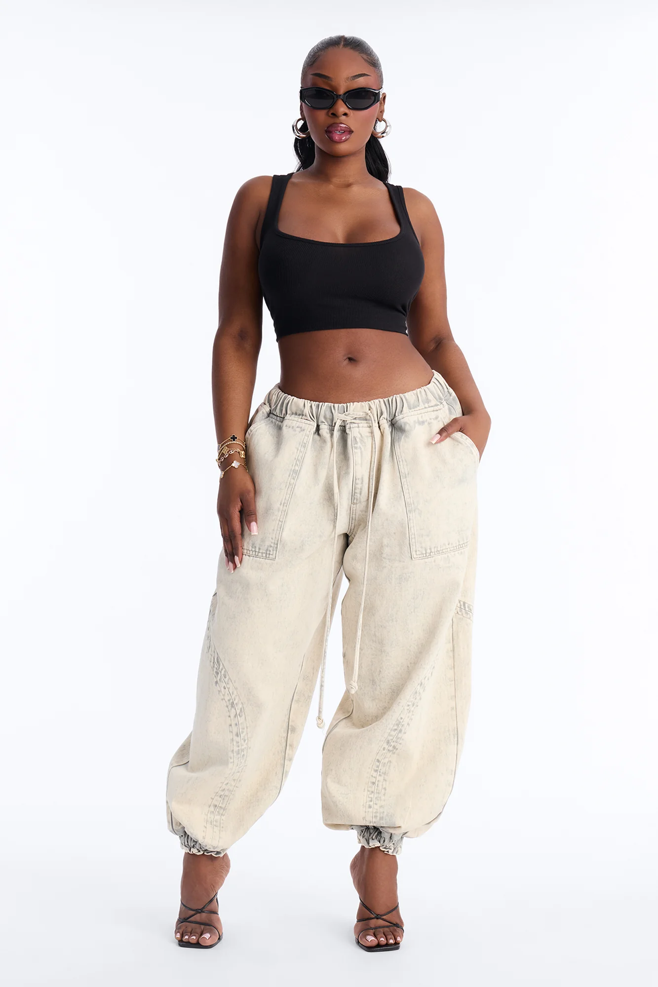 Alicia Washed Jogger Twill Pant - Stone - Image 5