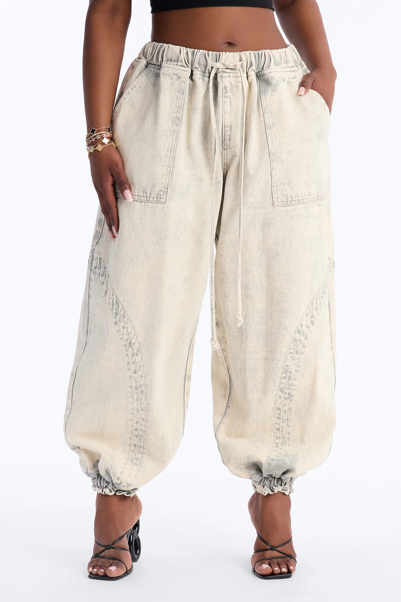 Alicia Washed Jogger Twill Pant - Stone - Image 6