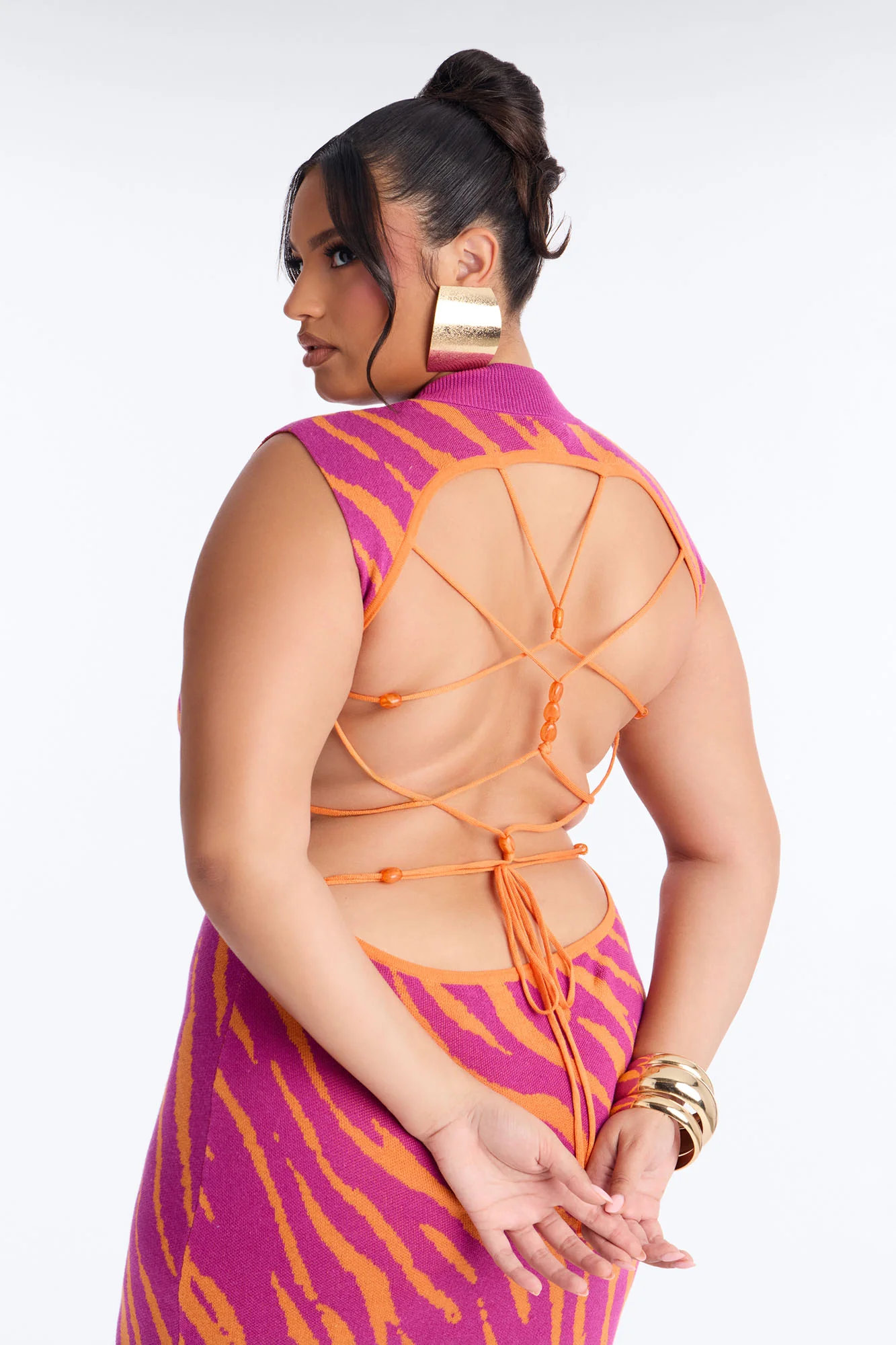 Alisha Strappy Backless Maxi Dress - Magenta/combo - Image 7