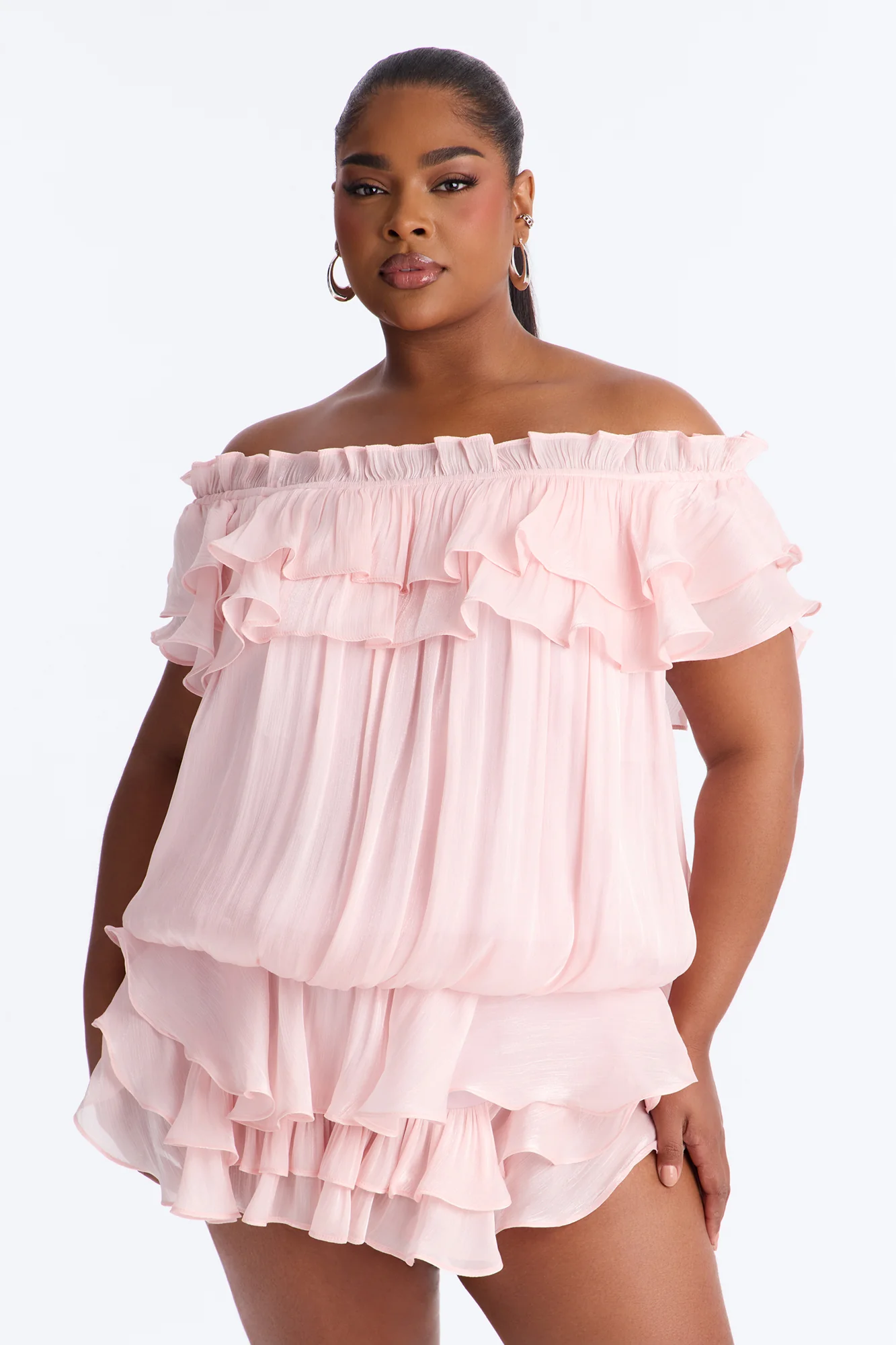 Alivia Ruffle Organza Mini Dress - Light Pink - Image 4