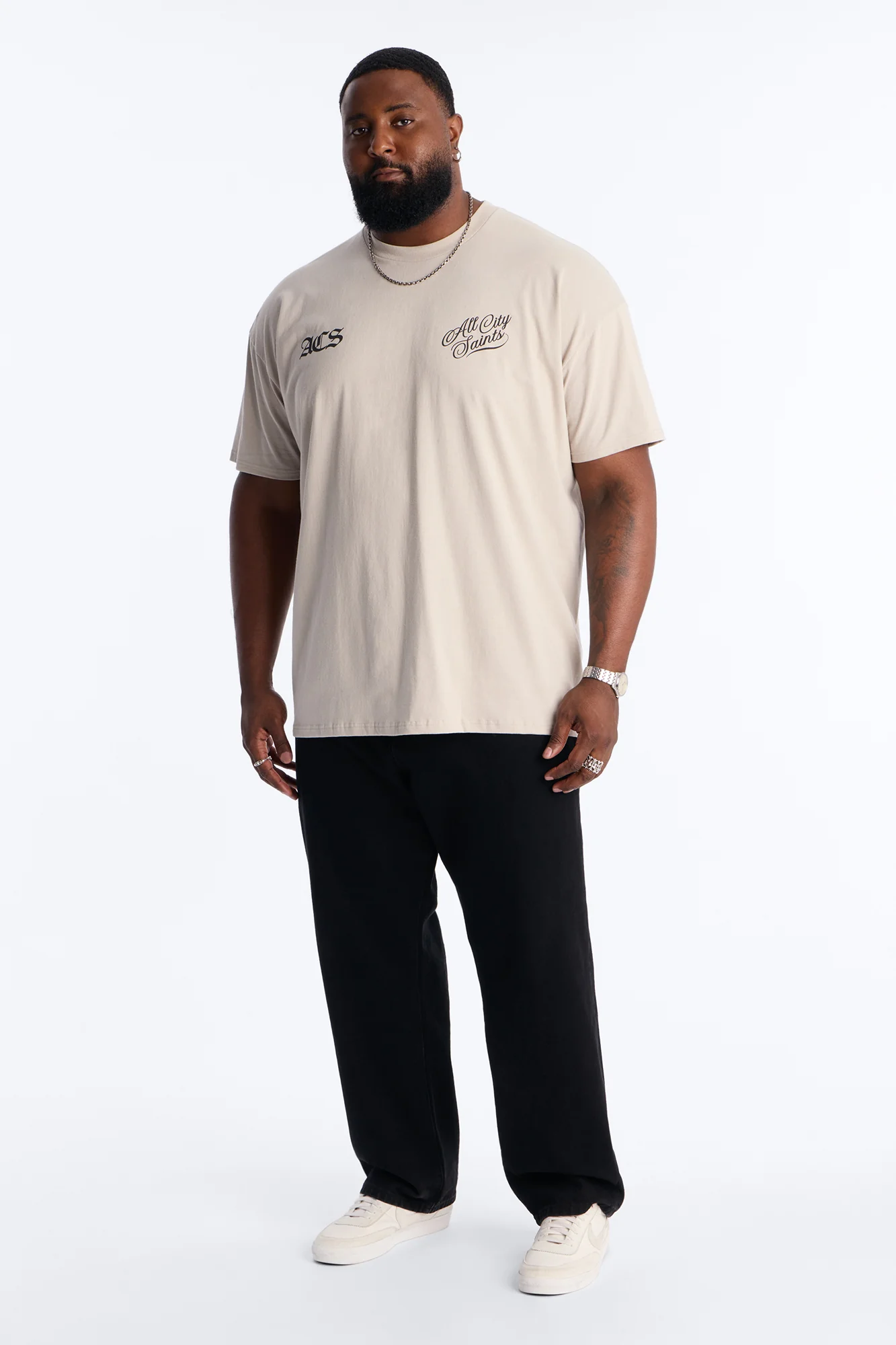All City Saints Oversized Short Sleeve Tee - Grey - Image 2