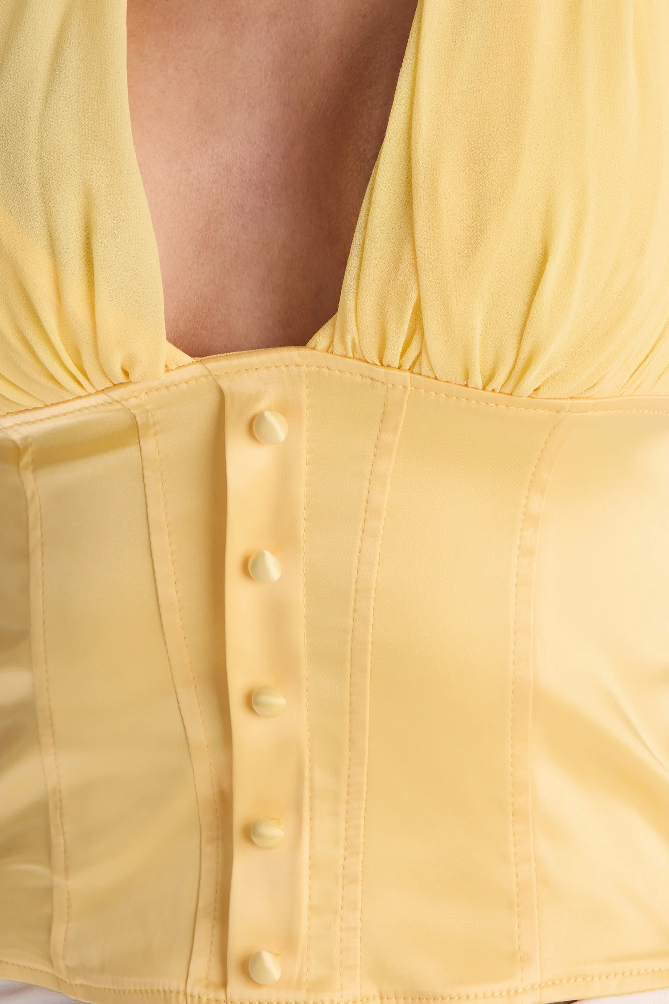 All Eyes Here Tie Neck Satin Halter Top - Yellow - Image 3