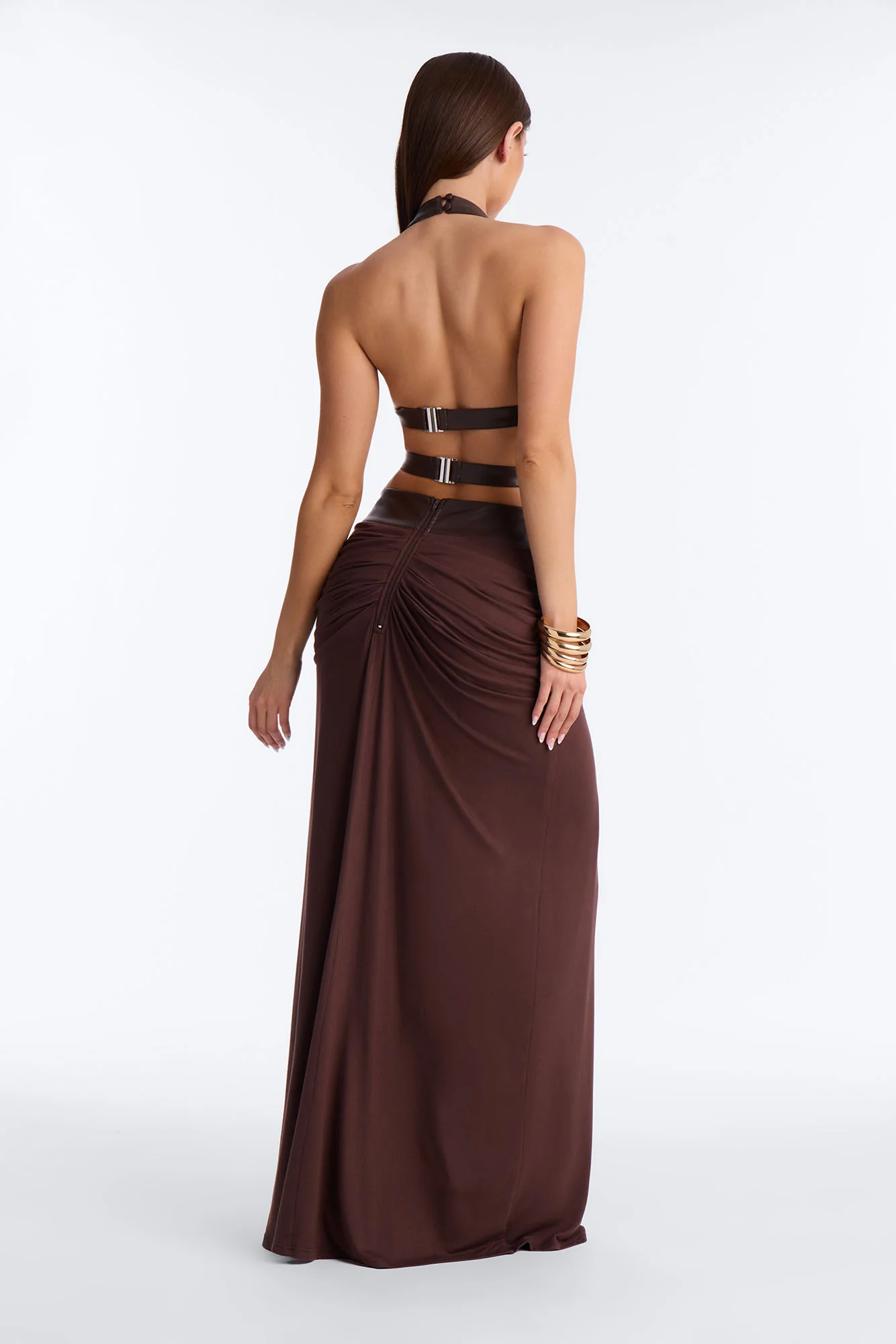 All Eyes On Me Maxi Skirt Set - Brown - Image 4