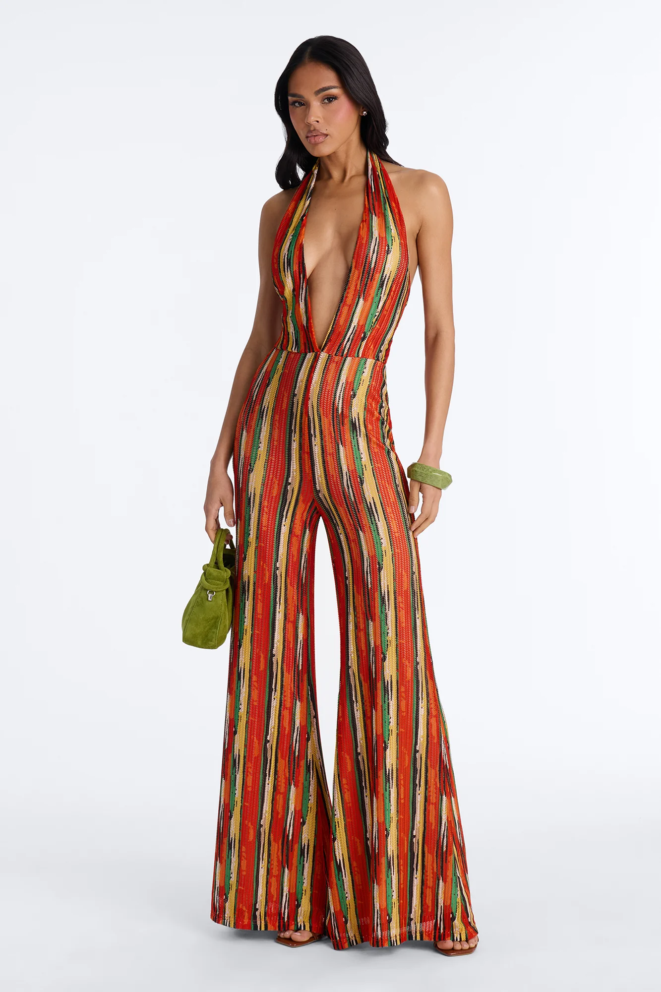 All Night Long Flare Leg Jumpsuit - Orange