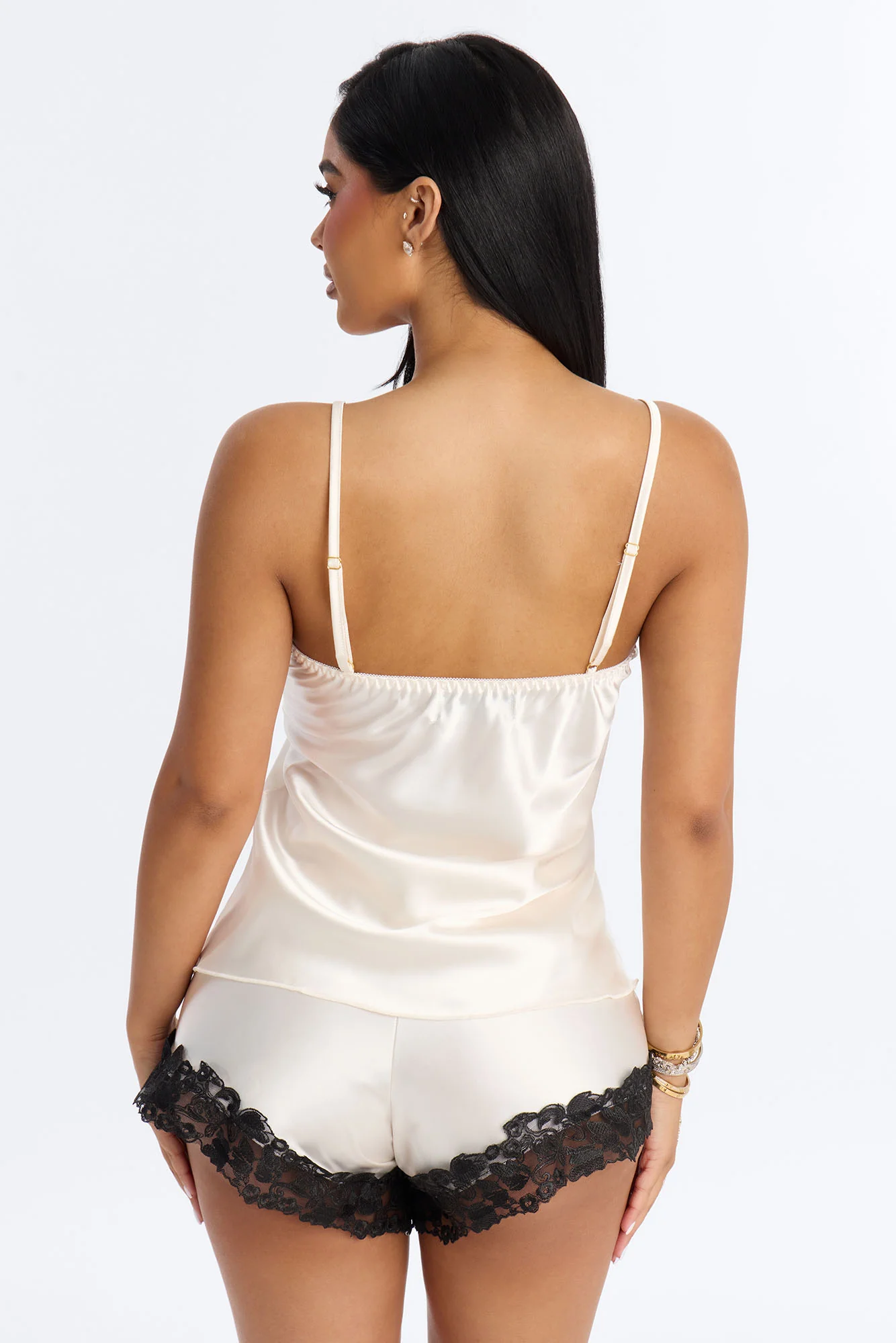 All Night Satin 2 Piece Short Set - White/combo - Image 3