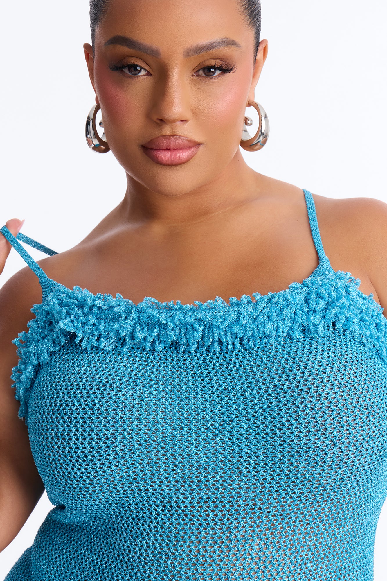 All That Glitters Crochet Maxi Dress - Aqua - Image 6