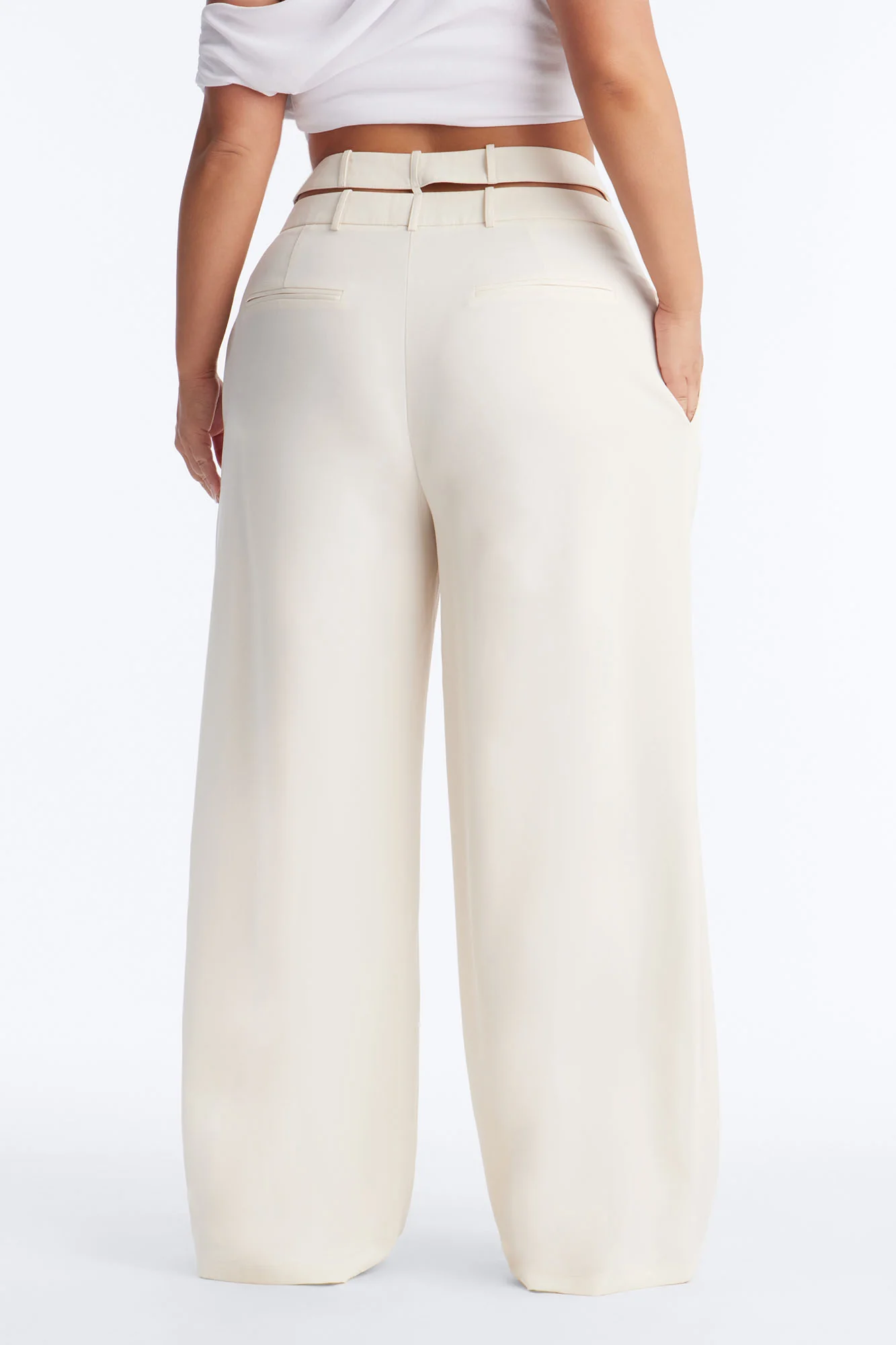 All Wrapped Up Cutout Wide Leg Trousers - Ivory - Image 8