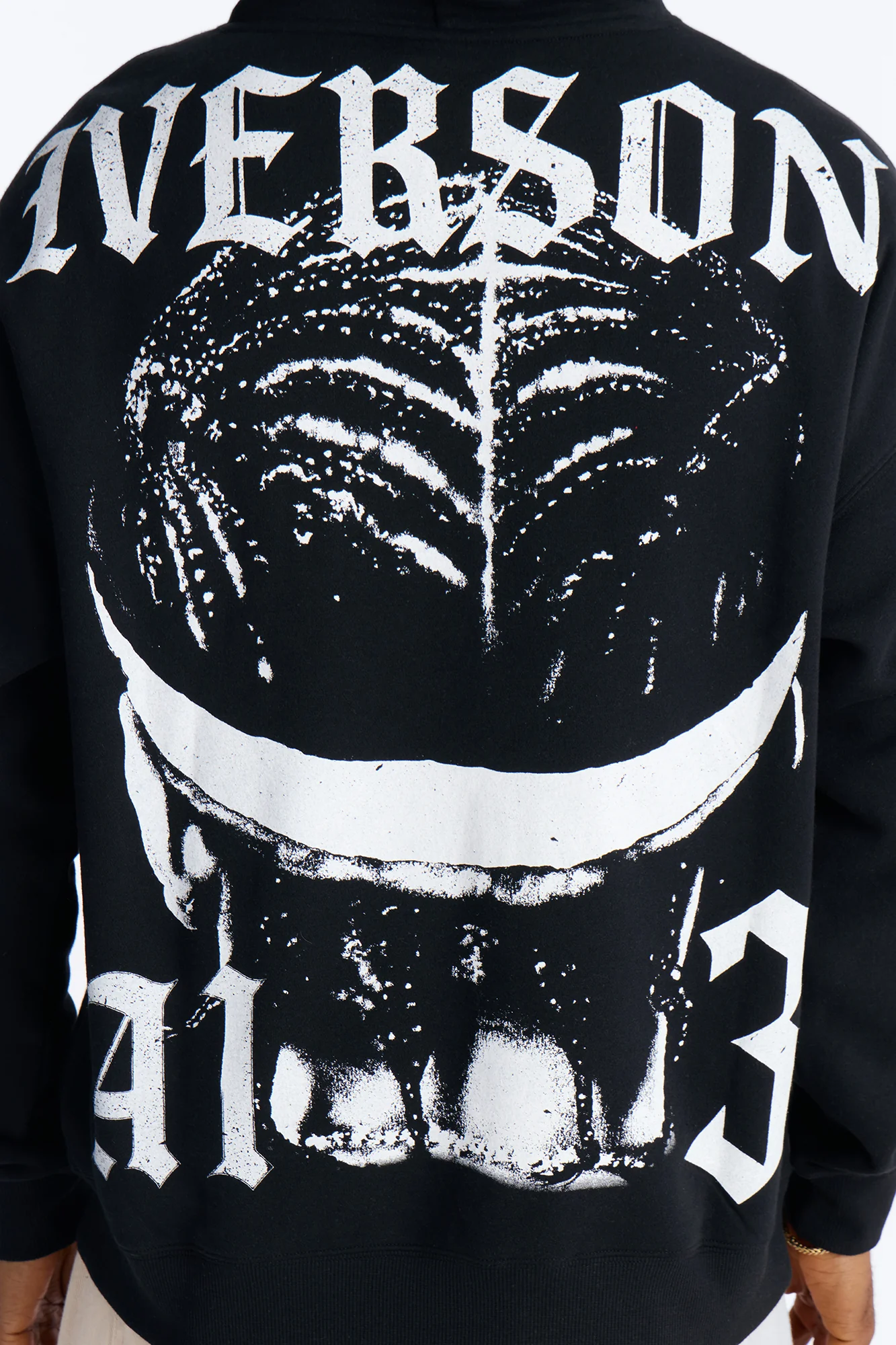Allen Iverson MVP Embroidery Patch Oversized Hoodie - Black - Image 5