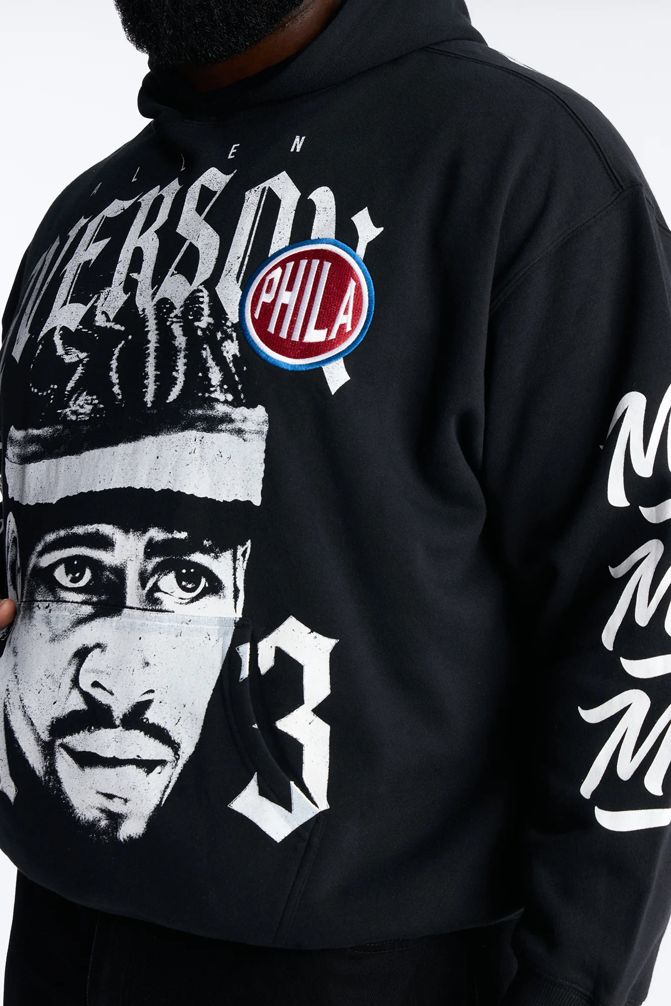 Allen Iverson MVP Embroidery Patch Oversized Hoodie - Black - Image 8