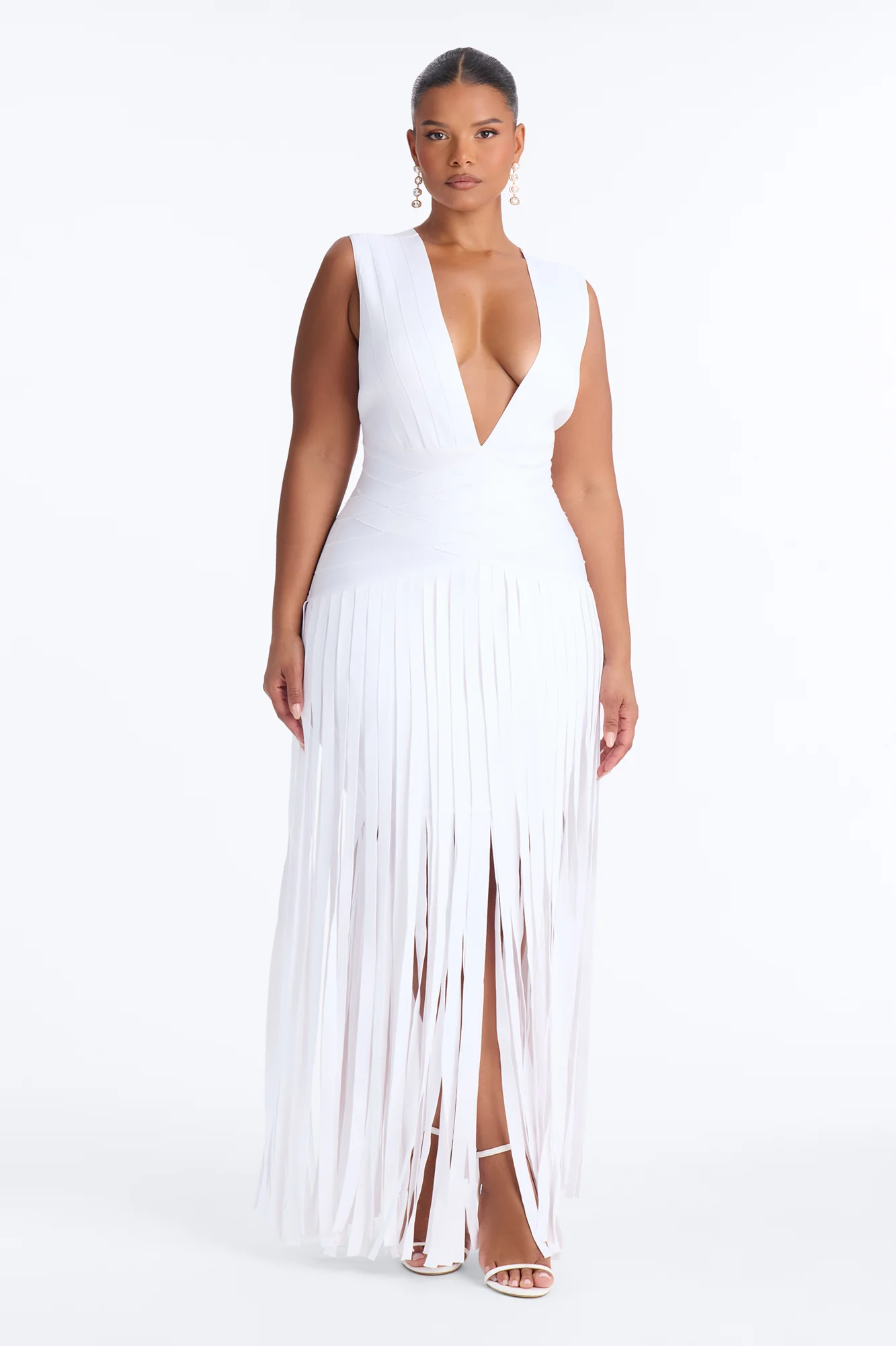 Alliana Bandage Fringe Maxi Dress - White - Image 5