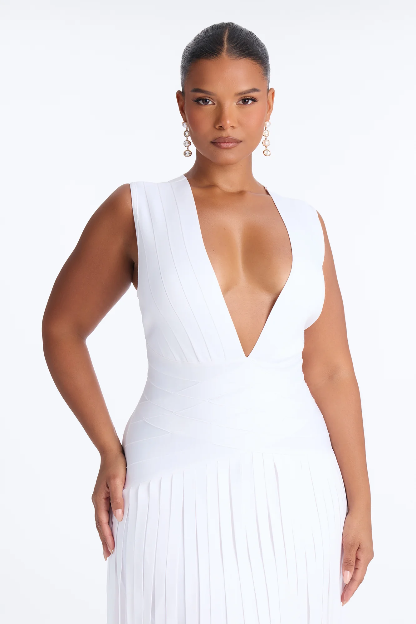 Alliana Bandage Fringe Maxi Dress - White - Image 6