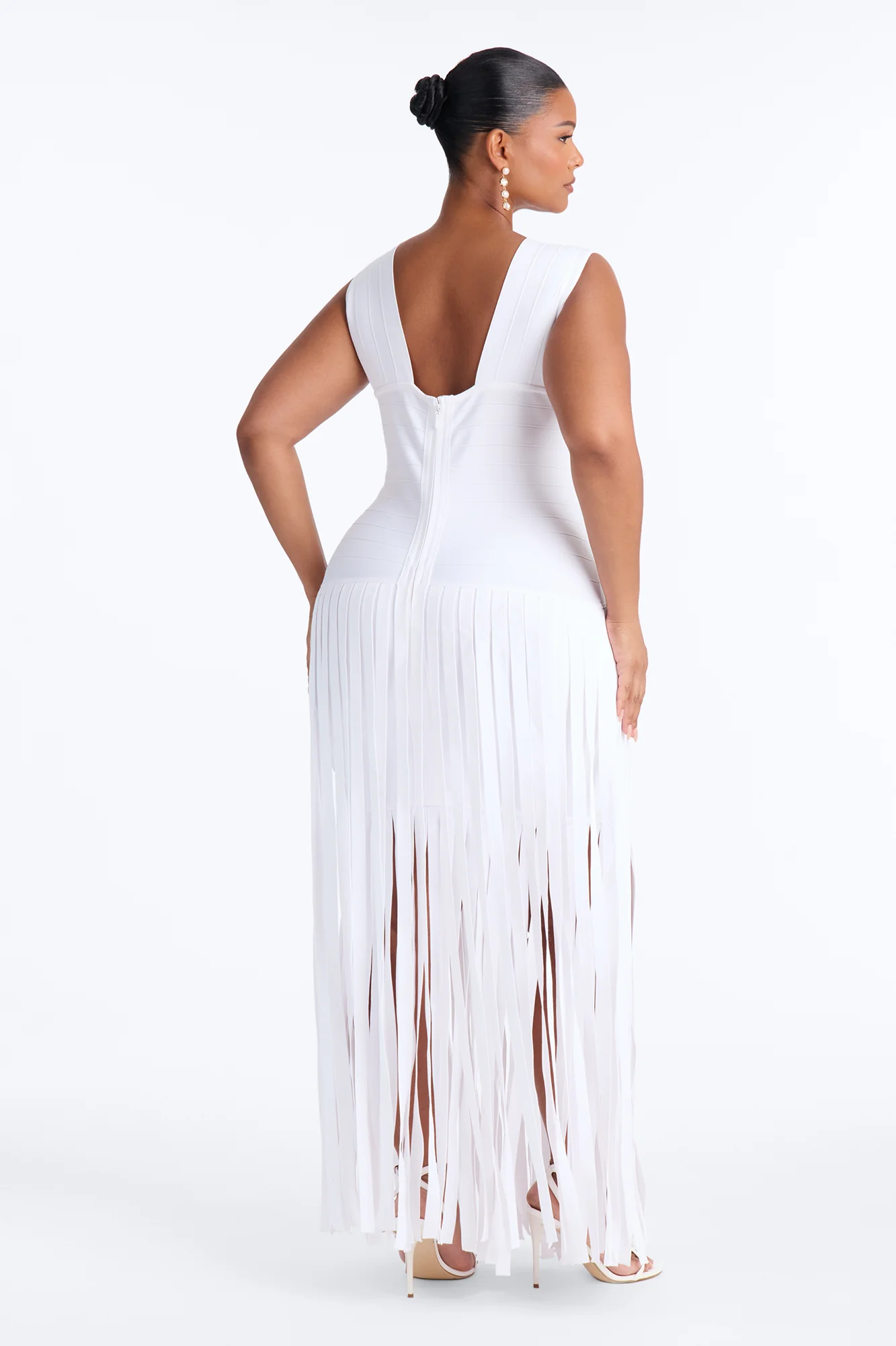 Alliana Bandage Fringe Maxi Dress - White - Image 8