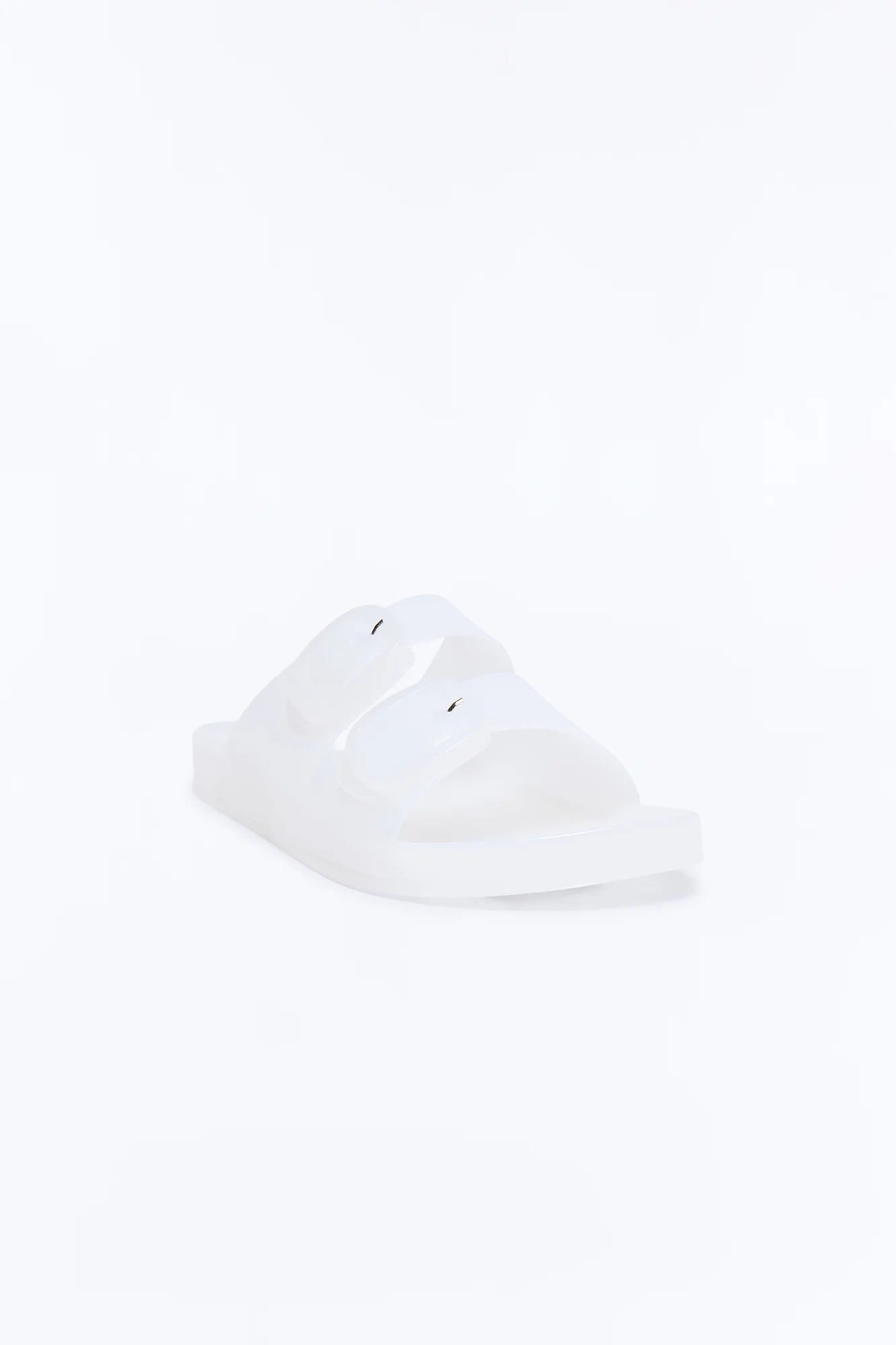 Allie Double Buckle Slides - White