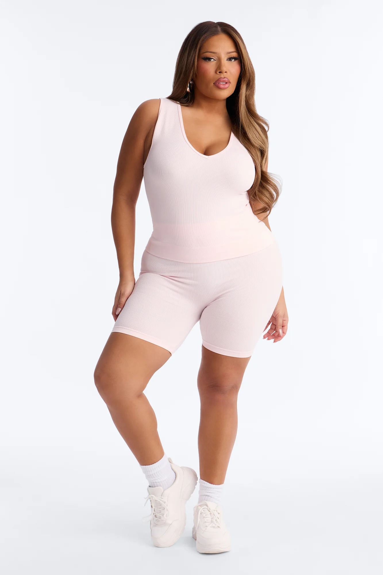 Allison Seamless Biker Short Set - Pink - Image 4