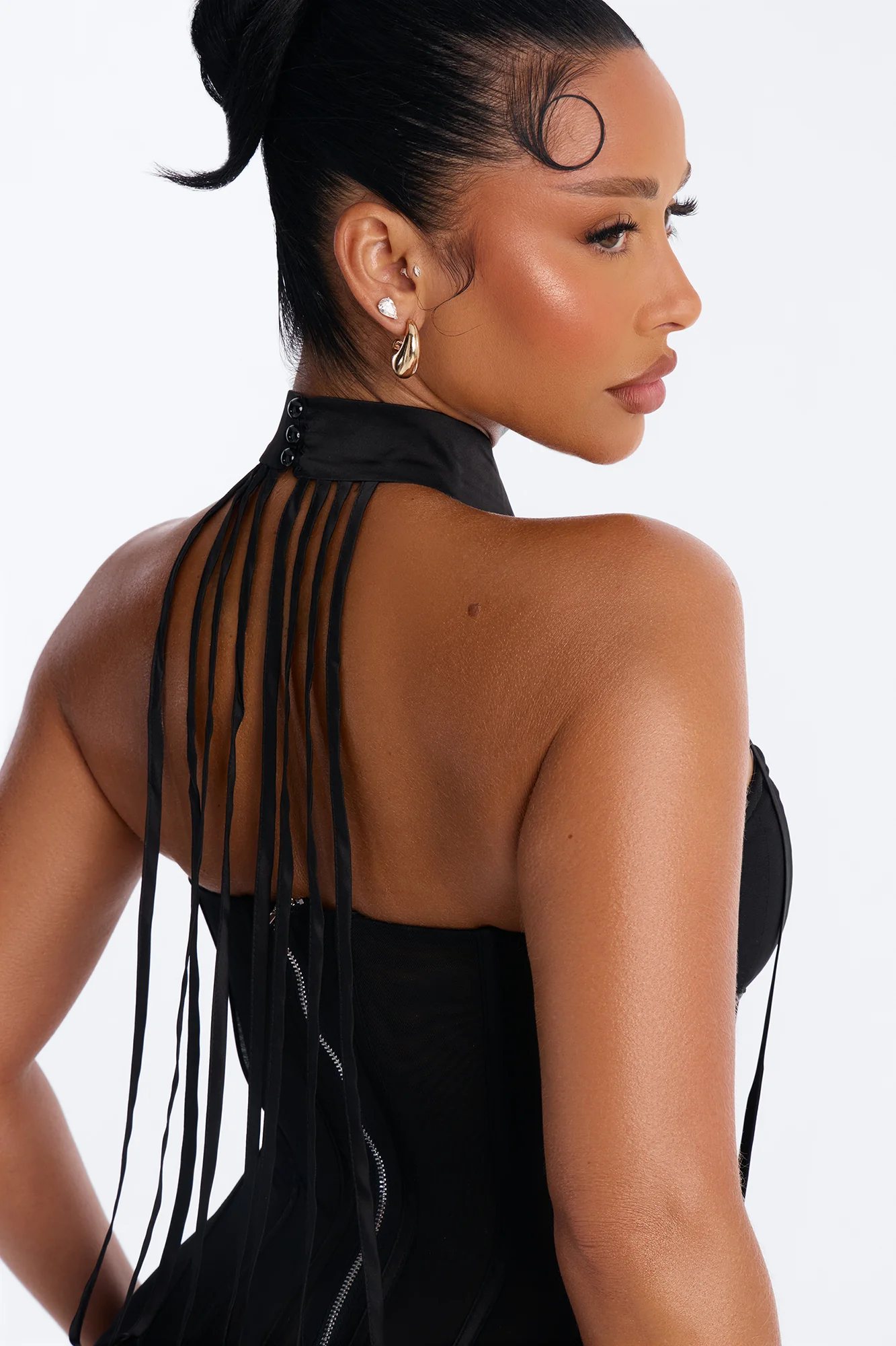 Allison Sheer Corset Maxi Dress - Black - Image 3