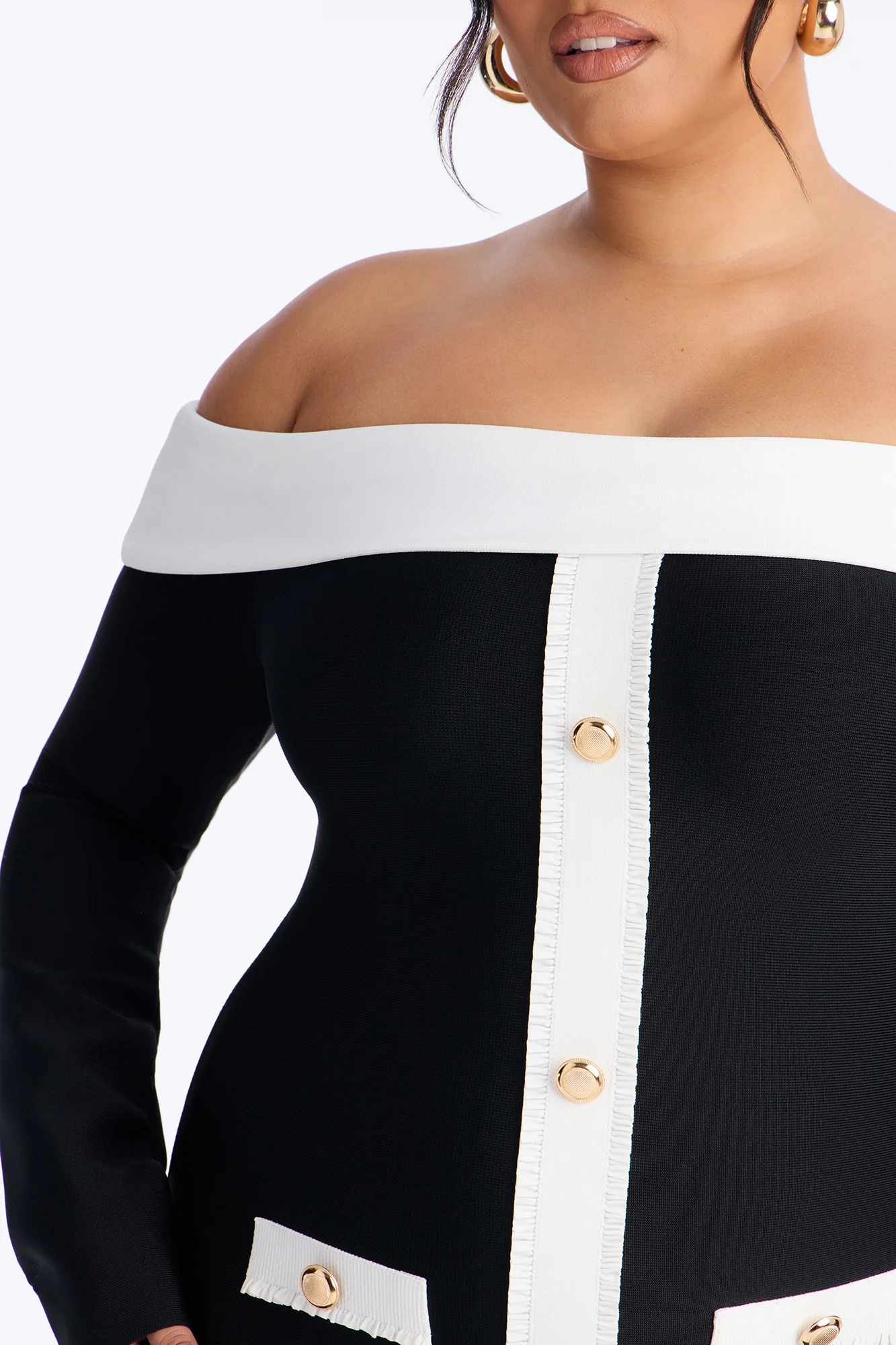 Allura Contrast Bandage Midi Dress - Black/White - Image 7