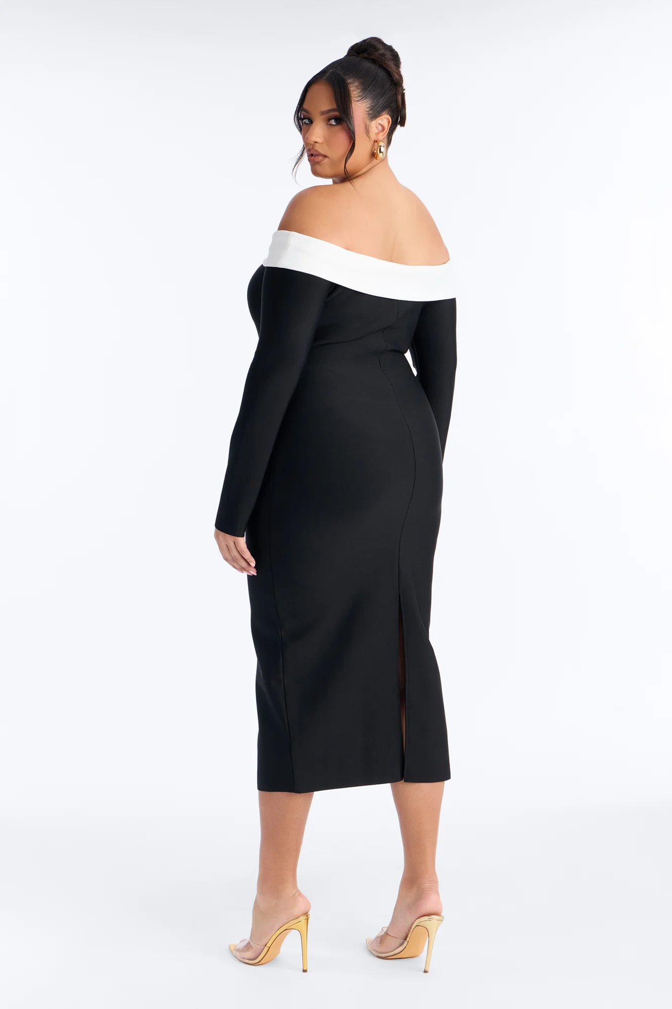 Allura Contrast Bandage Midi Dress - Black/White - Image 8