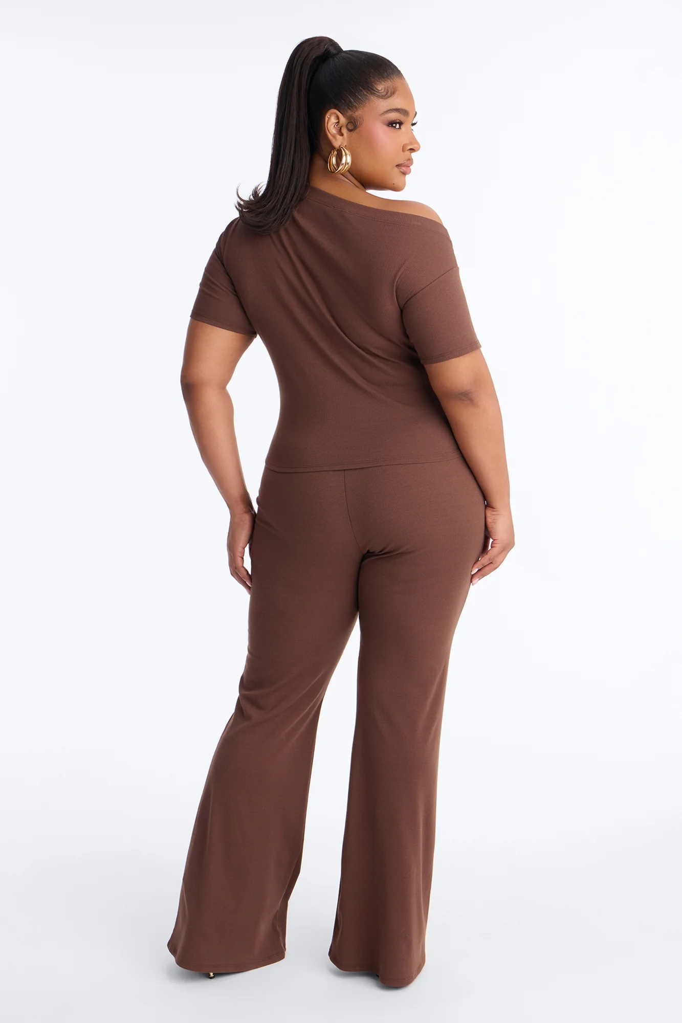 Allure Off Shoulder Pant Set - Brown - Image 8