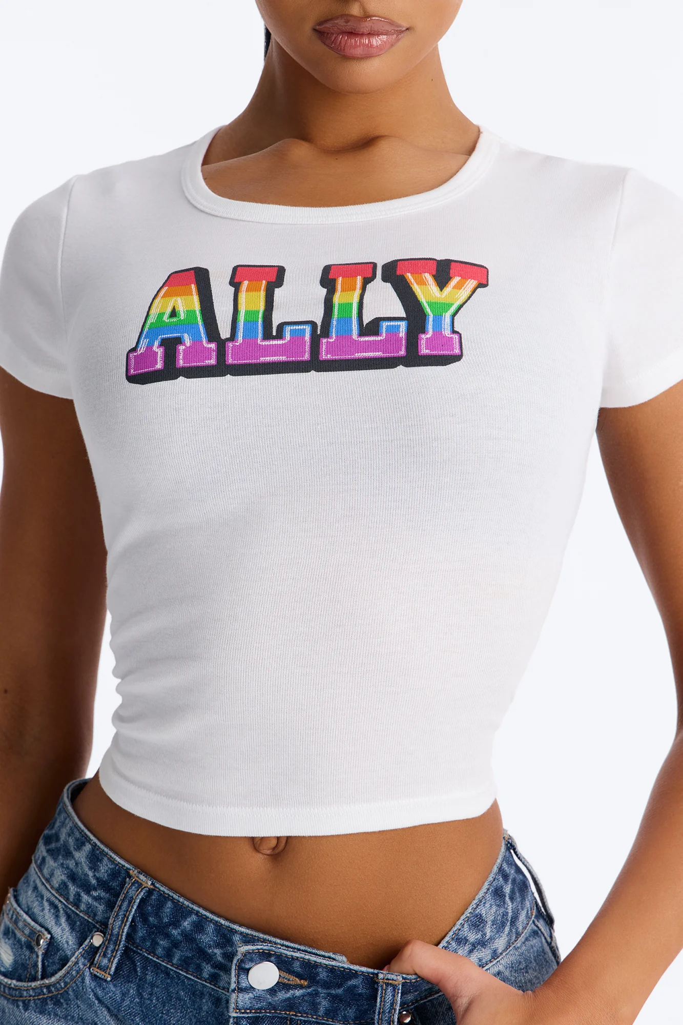 Ally Pride Baby Tee - White - Image 3
