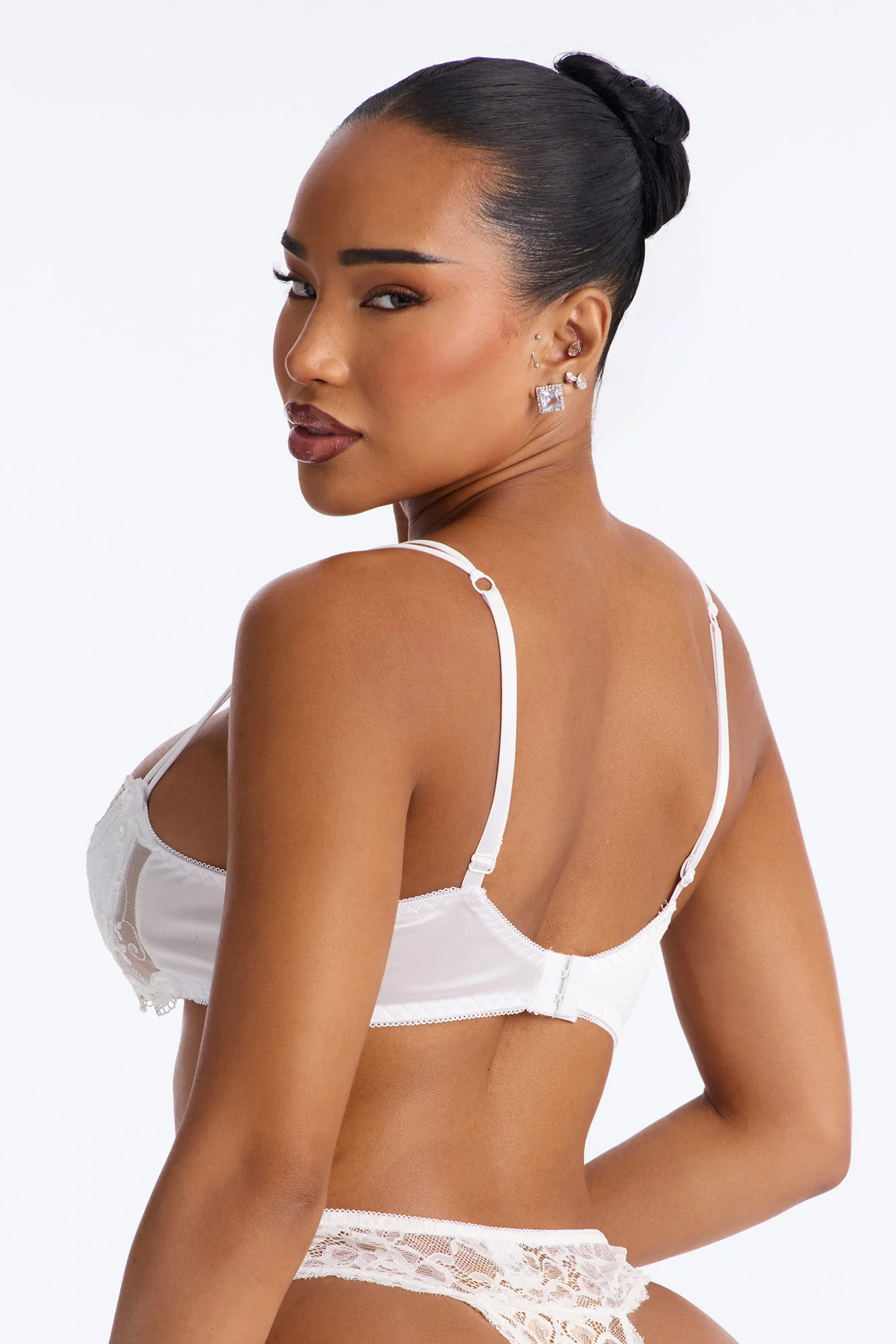 Almost There Lace Open Cup Shelf Bra - White - Image 3