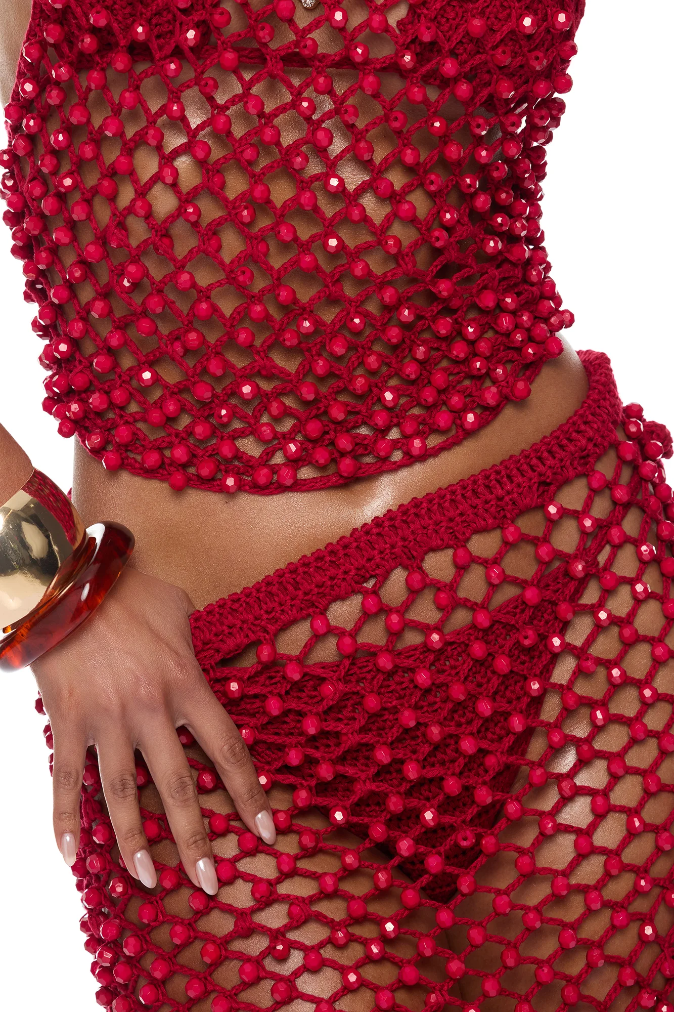 Alondra Crochet 3 Piece Skirt Ensemble - Burgundy - Image 9