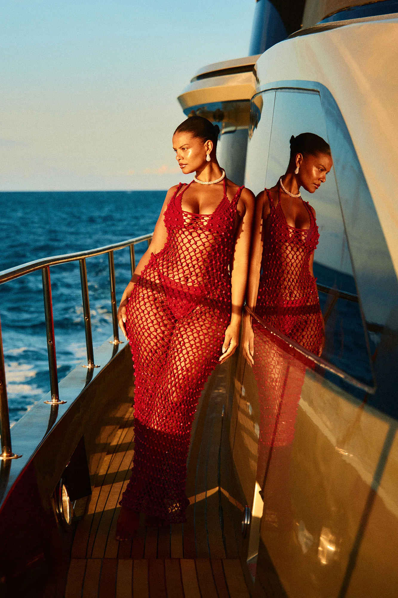Alondra Crochet Maxi Dress Cover Up - Burgundy