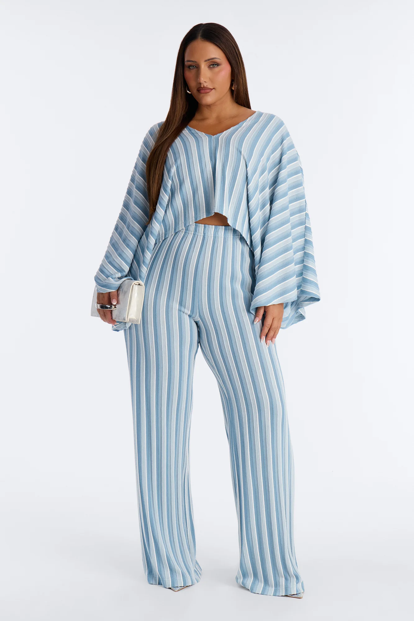 Along Those Lines Striped Jacquard Pant Set - Blue/combo - Image 4