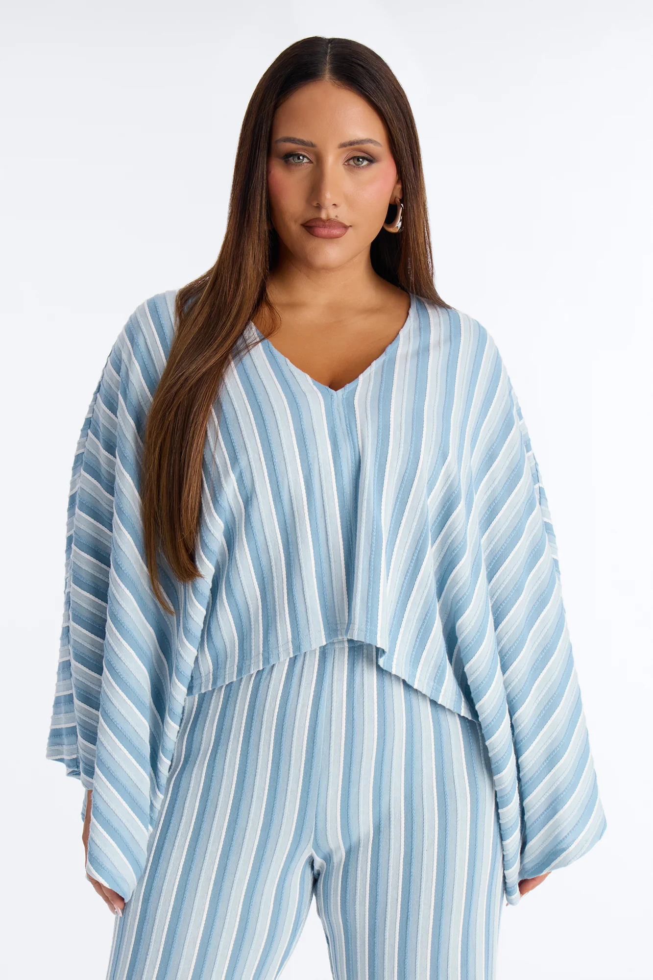 Along Those Lines Striped Jacquard Pant Set - Blue/combo - Image 5