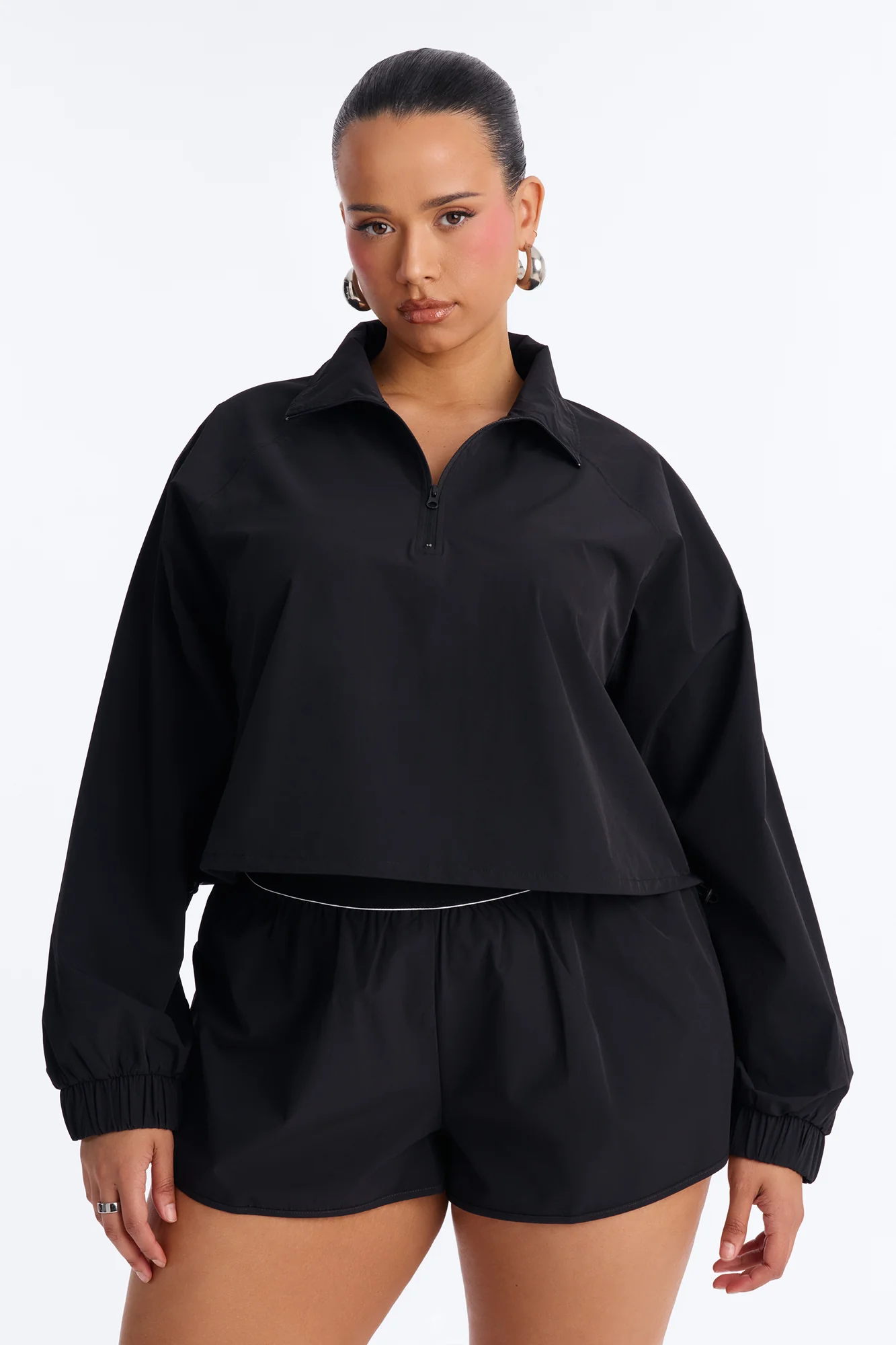 Alora Windbreaker Lounge Quarter Zip - Black - Image 4