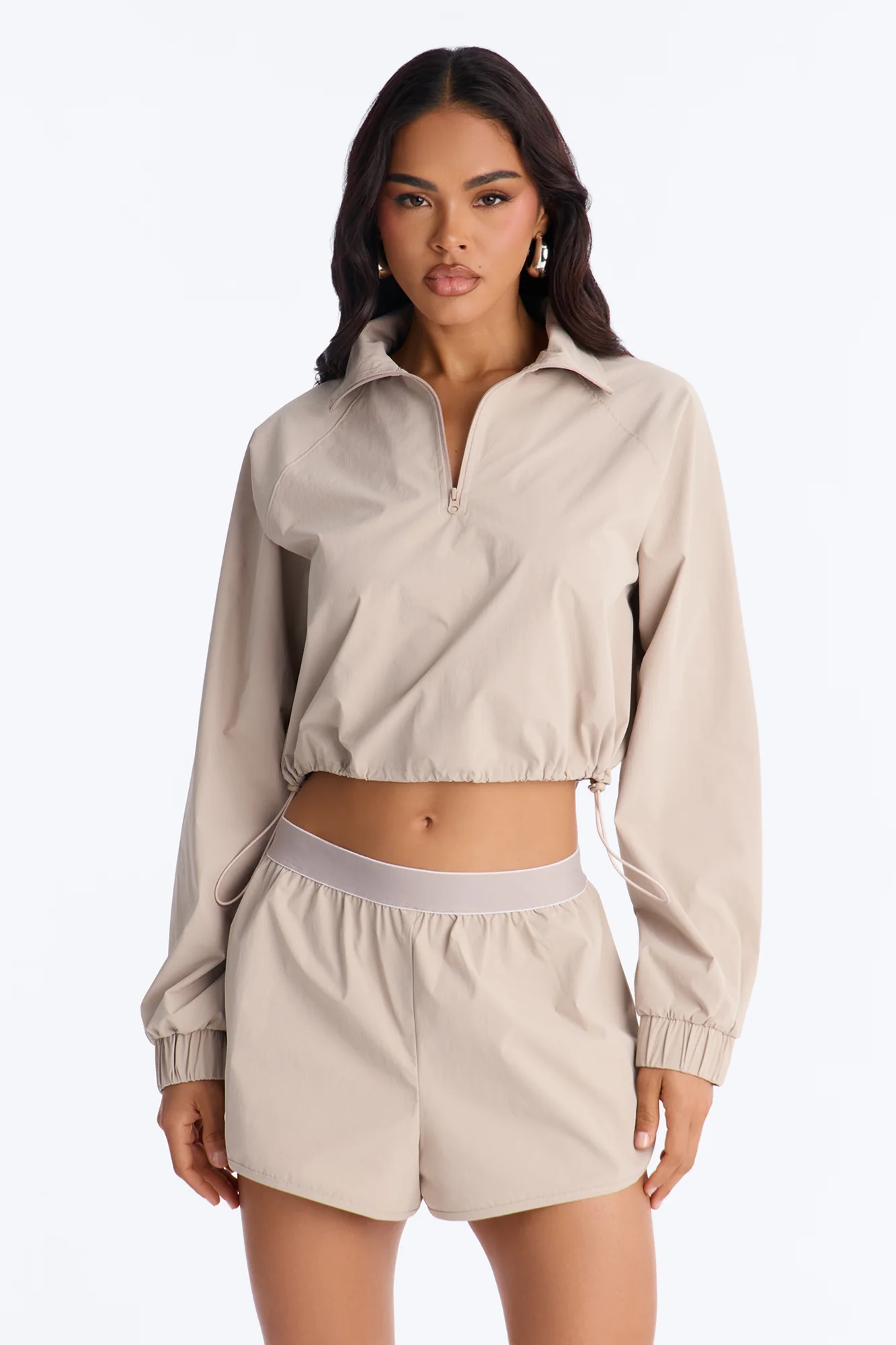Alora Windbreaker Lounge Quarter Zip - Stone