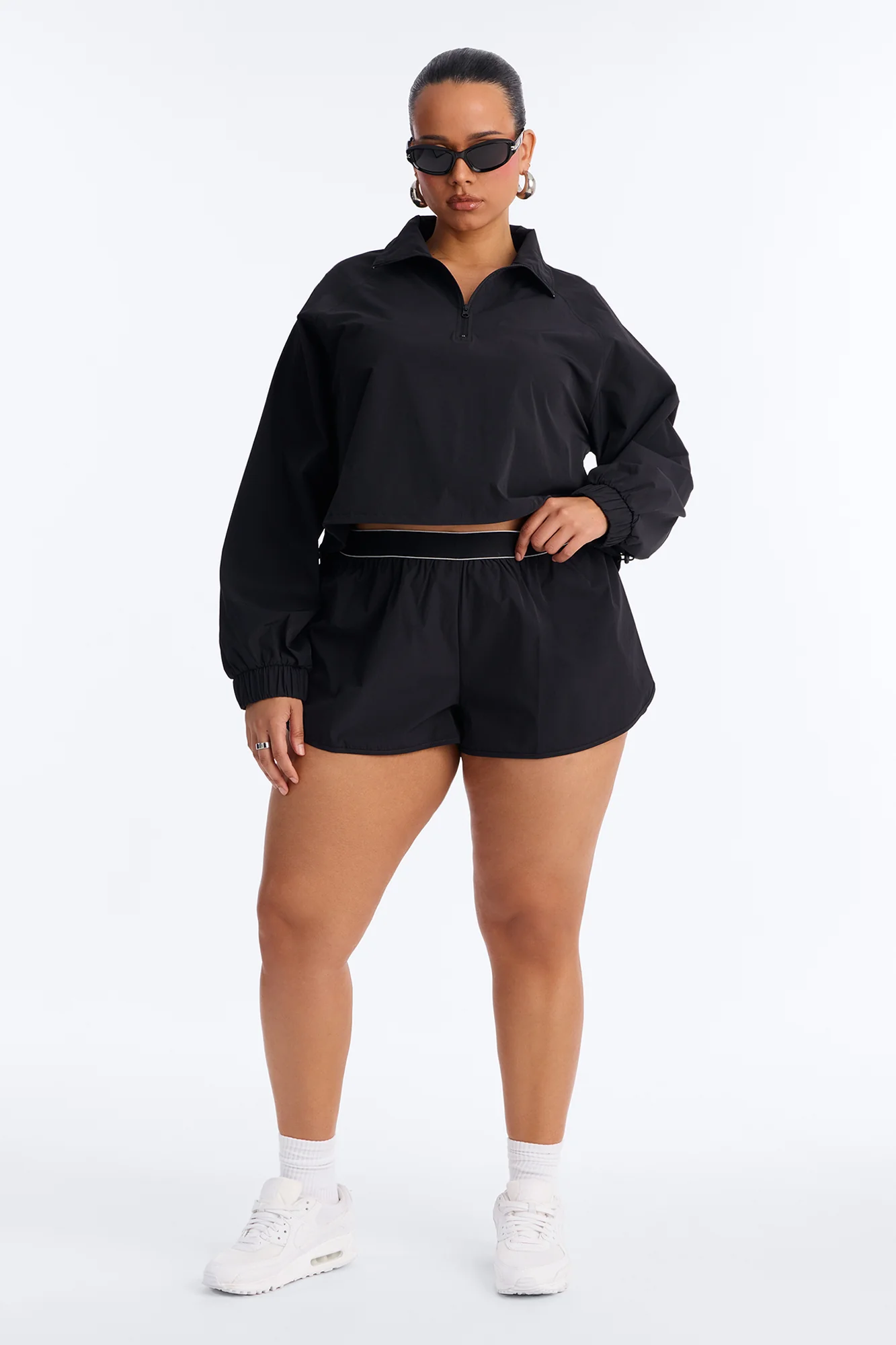 Alora Windbreaker Lounge Short - Black - Image 4