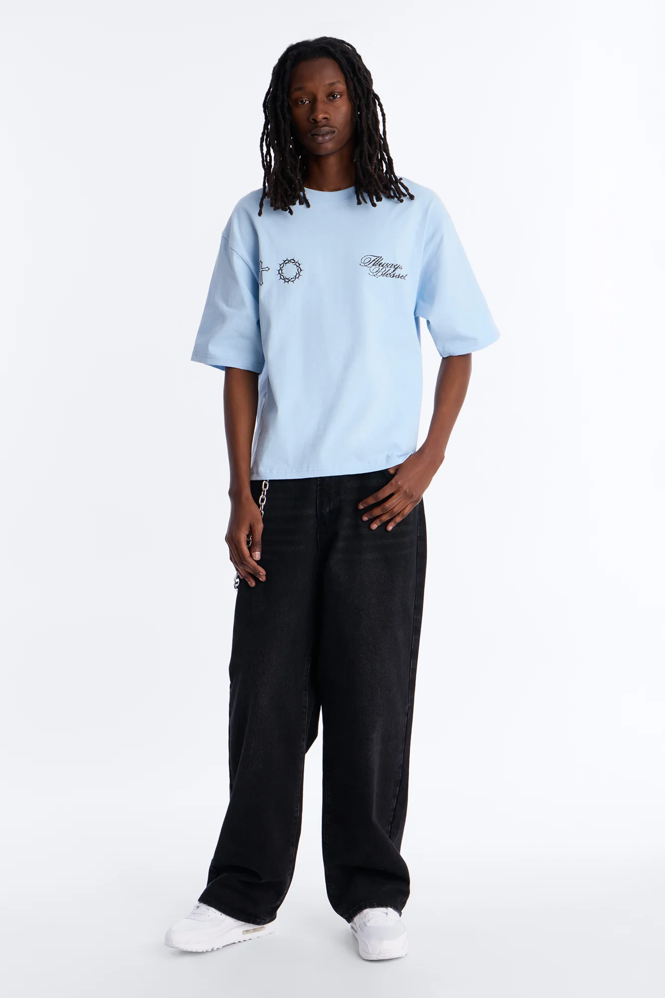 Always Blessed Boxy Short Sleeve Tee - Light Blue - Image 2