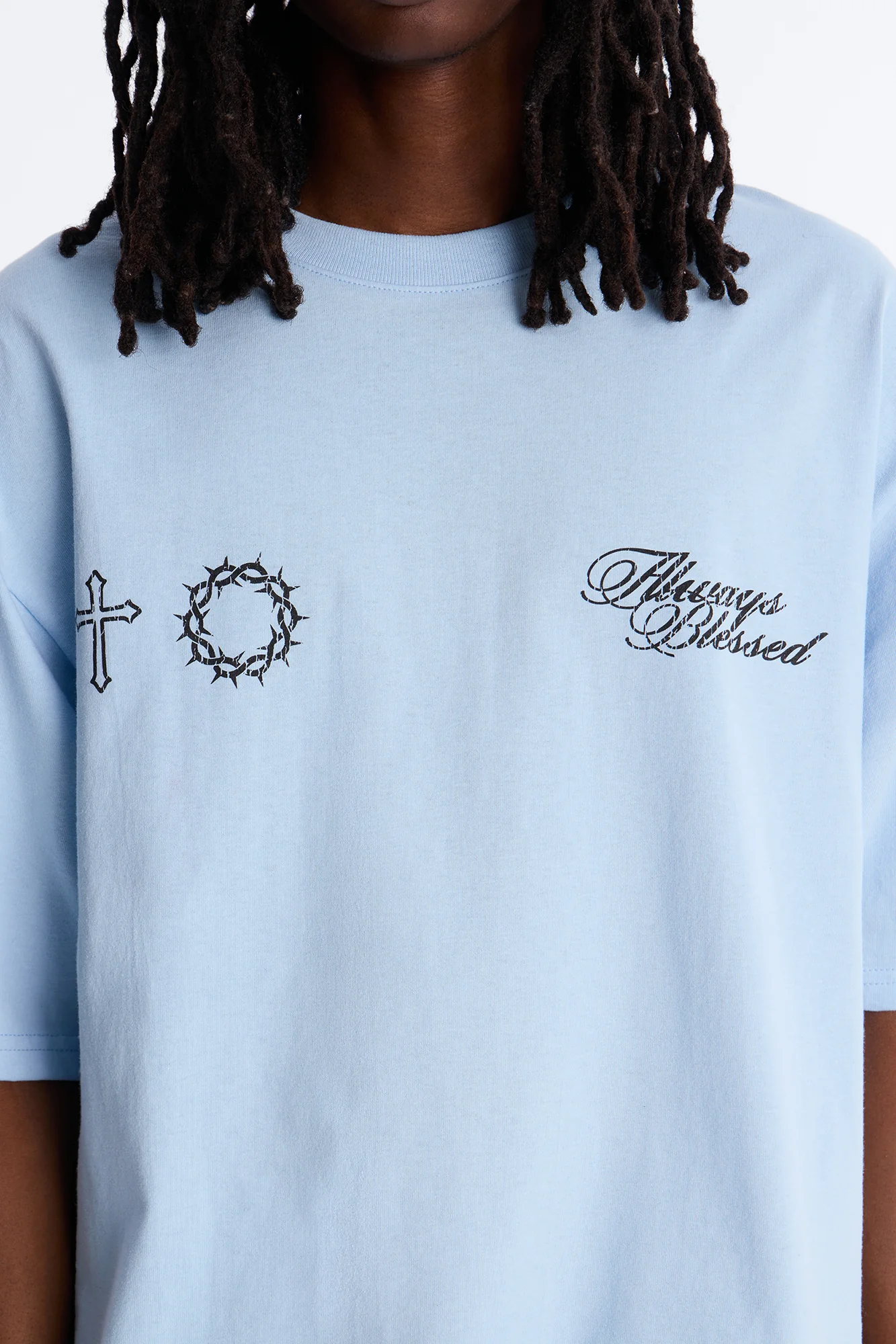 Always Blessed Boxy Short Sleeve Tee - Light Blue - Image 4