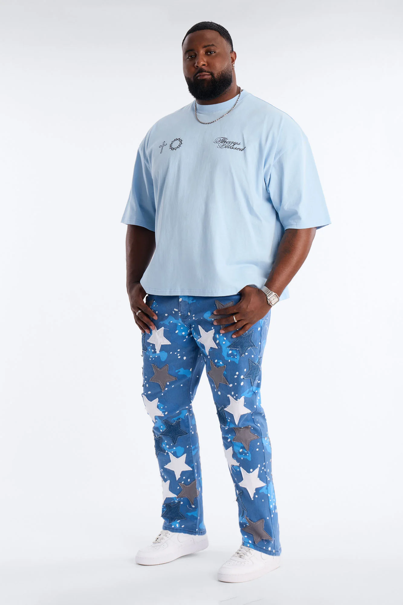 Always Blessed Boxy Short Sleeve Tee - Light Blue - Image 6