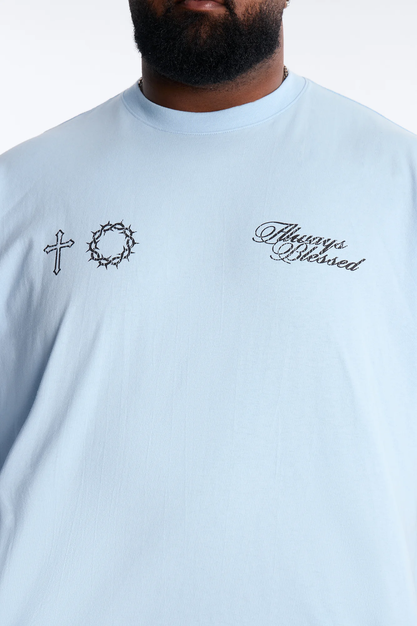 Always Blessed Boxy Short Sleeve Tee - Light Blue - Image 7