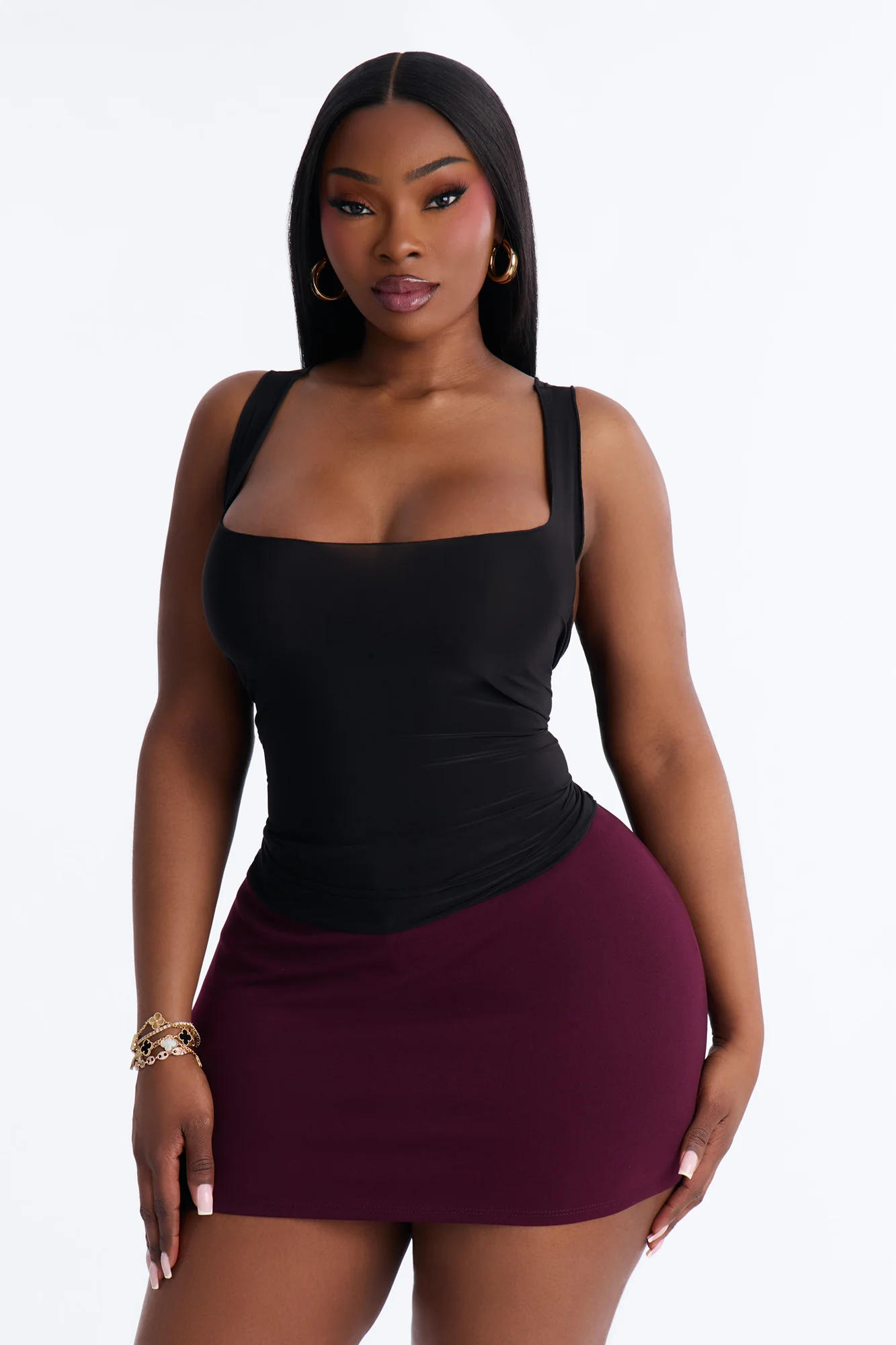 Always Cute Square Neck Tie Back Tank Top - Black - Image 7