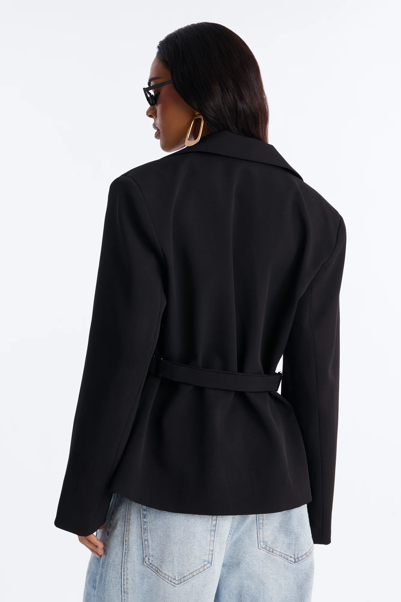 Always Elevated Adjustable Belted Blazer - Black - Image 4