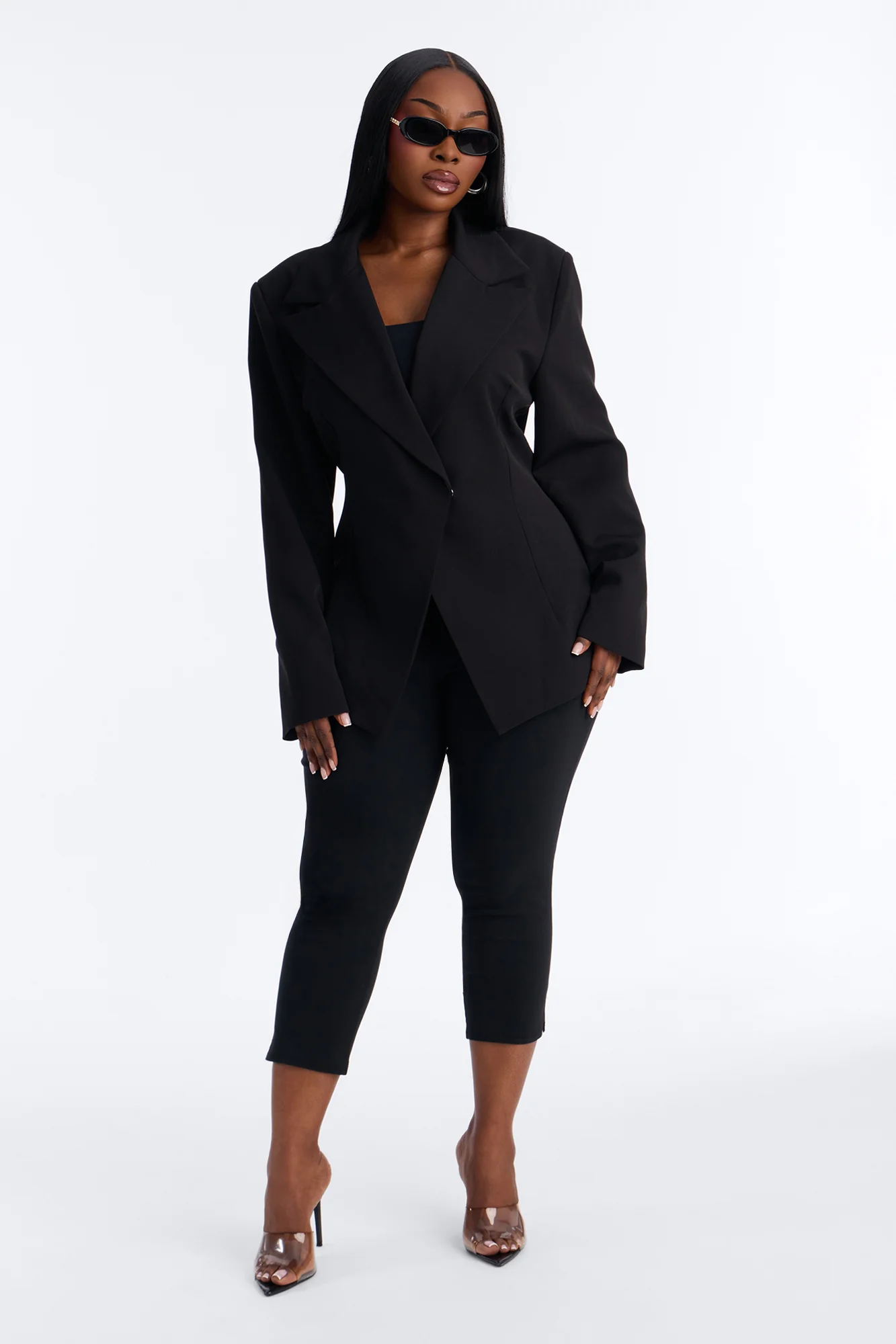 Always Elevated Adjustable Belted Blazer - Black - Image 6