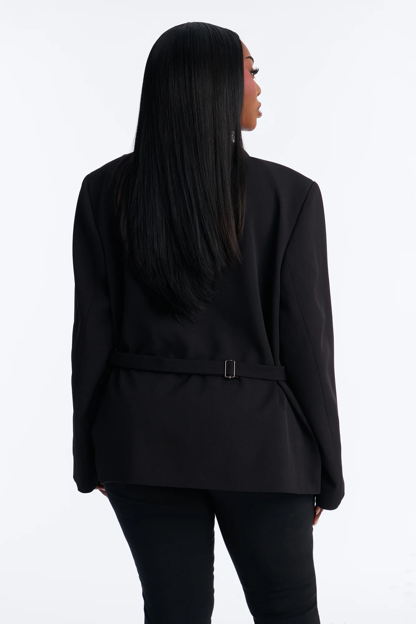 Always Elevated Adjustable Belted Blazer - Black - Image 7