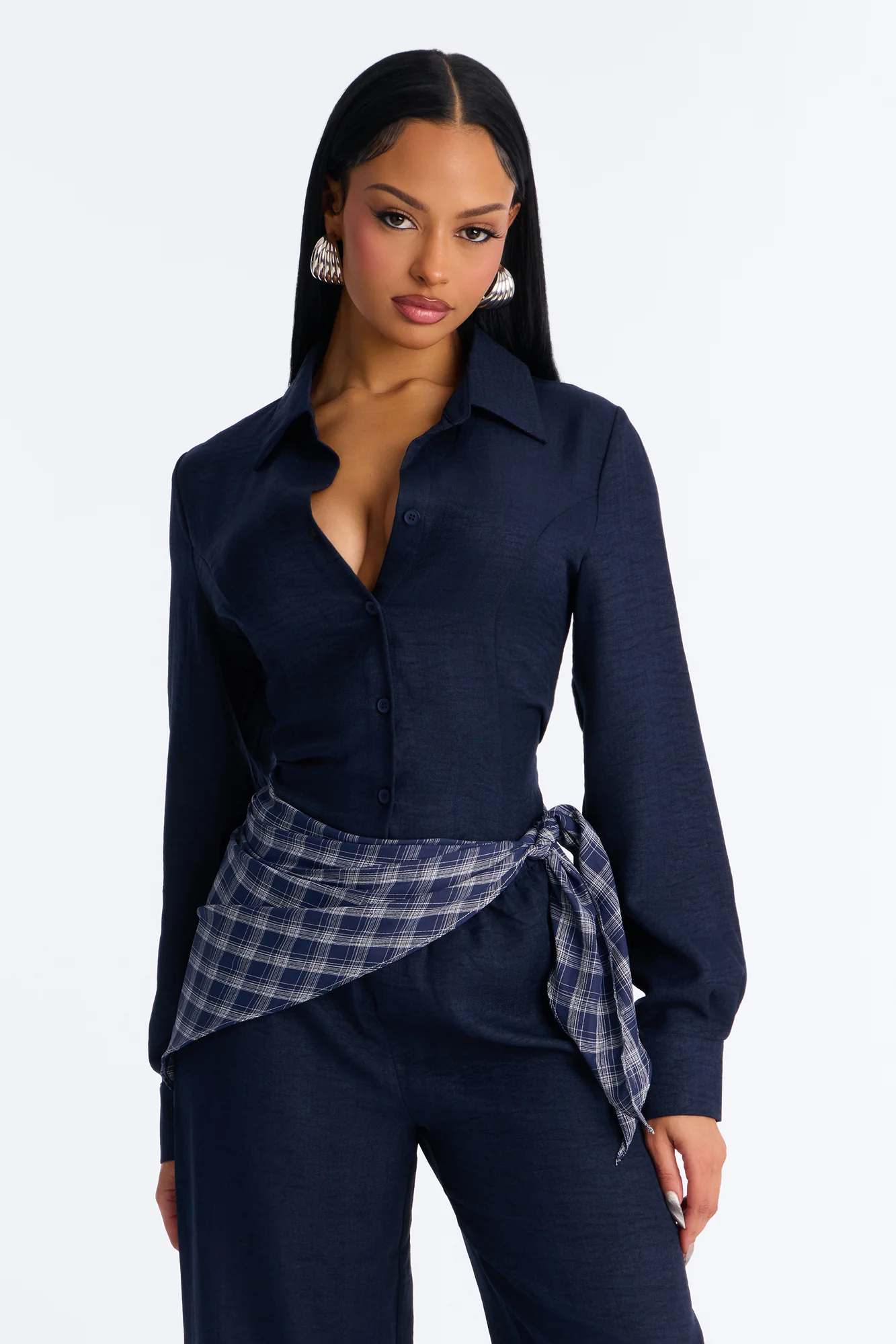 Always Functional Scarf 3 Piece Pant Set - Navy - Image 3